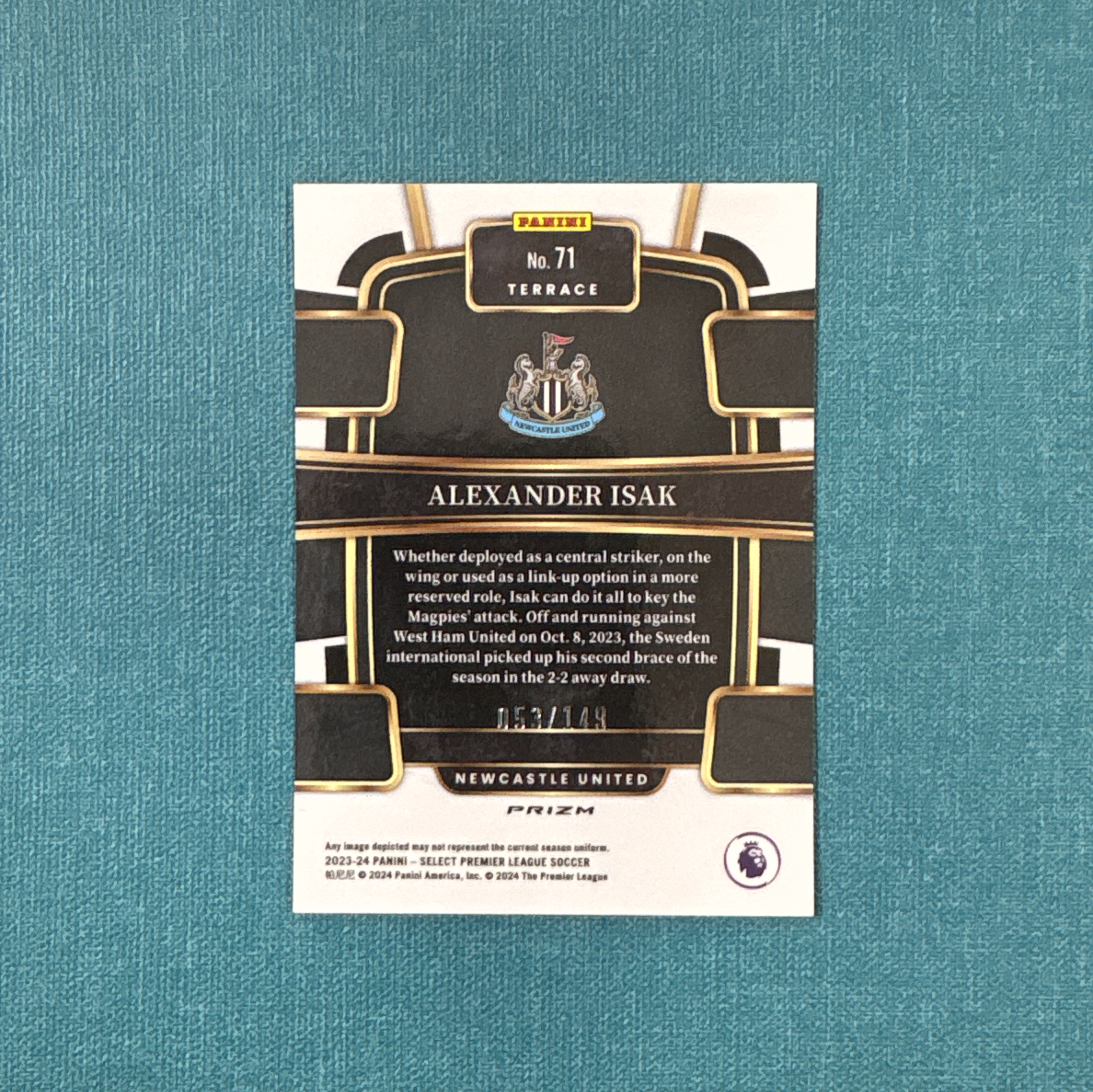 2023-24 Panini Select 英超 Alexander Isak 伊萨克 053/149编 红波纹折 纽卡斯尔联 利物浦 卡品如图 XLM