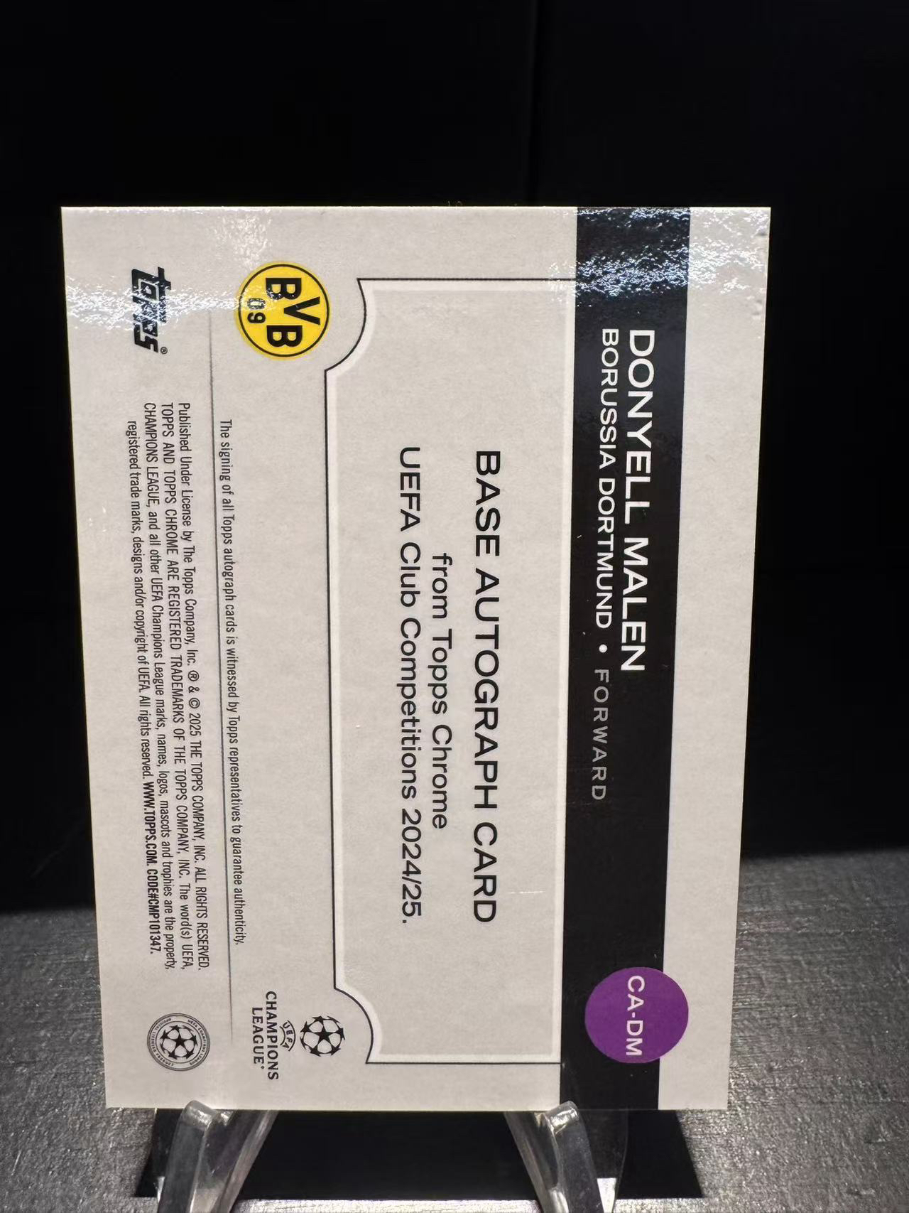 龖2025 Topps Chrome Donyell Malen 欧冠TC 马伦 Donyell Malen 多特蒙德 正银折 签字 卡品如图 收藏必备 MJ002M