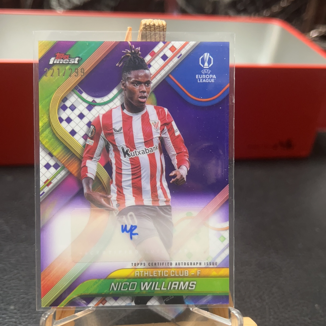 【SY代卖0222李先生-可累积-瑕疵看图】2025 Topps Finest Nico Williams 欧战 毕尔巴鄂竞技 西班牙 尼科 威廉姆斯 签字 299编