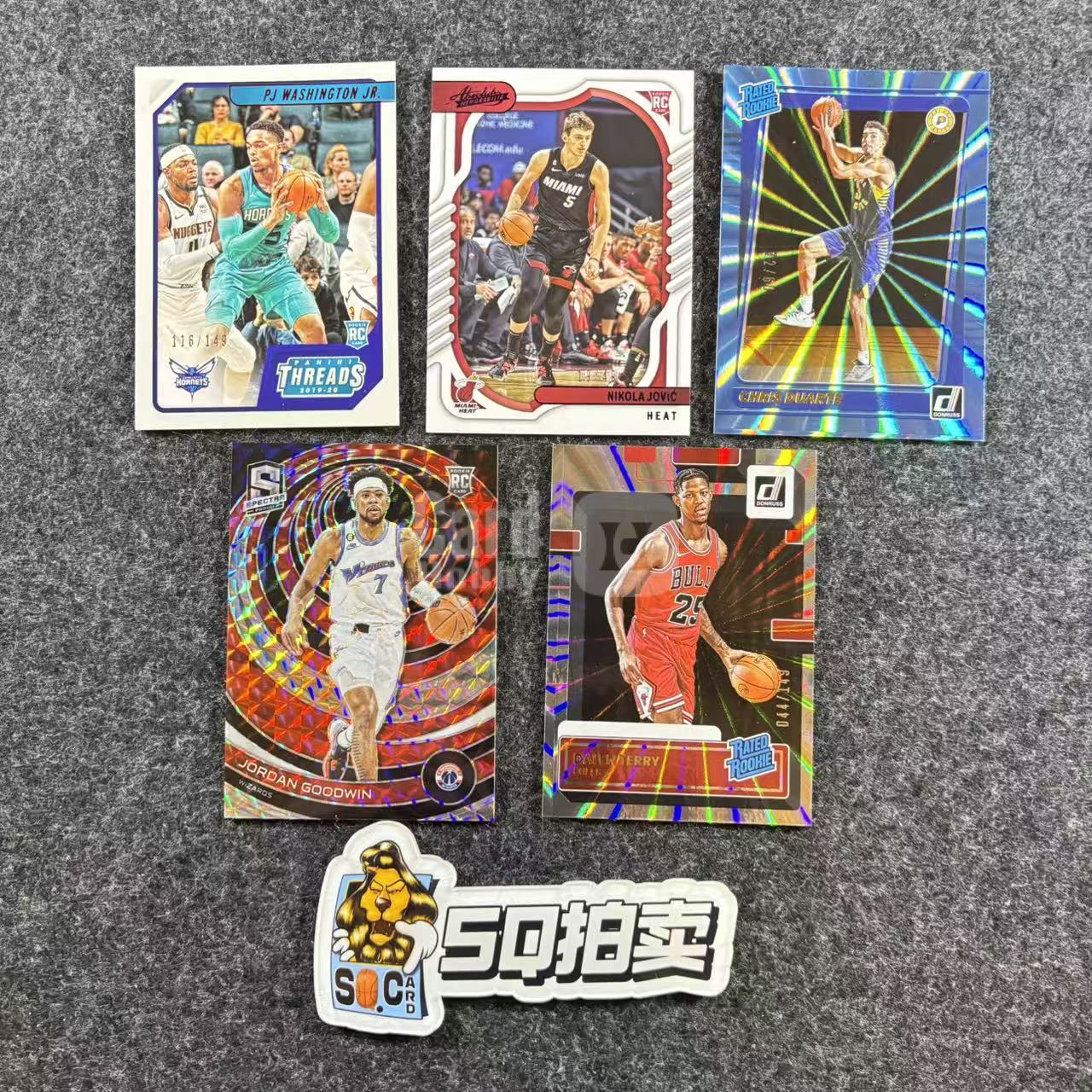 2022-23 Panini Threads LOT 5张 RC 【SQ拍卖】打包 PJ 杜蕾斯 华盛顿 尼古拉 约维奇 带编 乔丹 古德温 蓝佛光折 49编 99编 60编 149编 不保卡品/波波