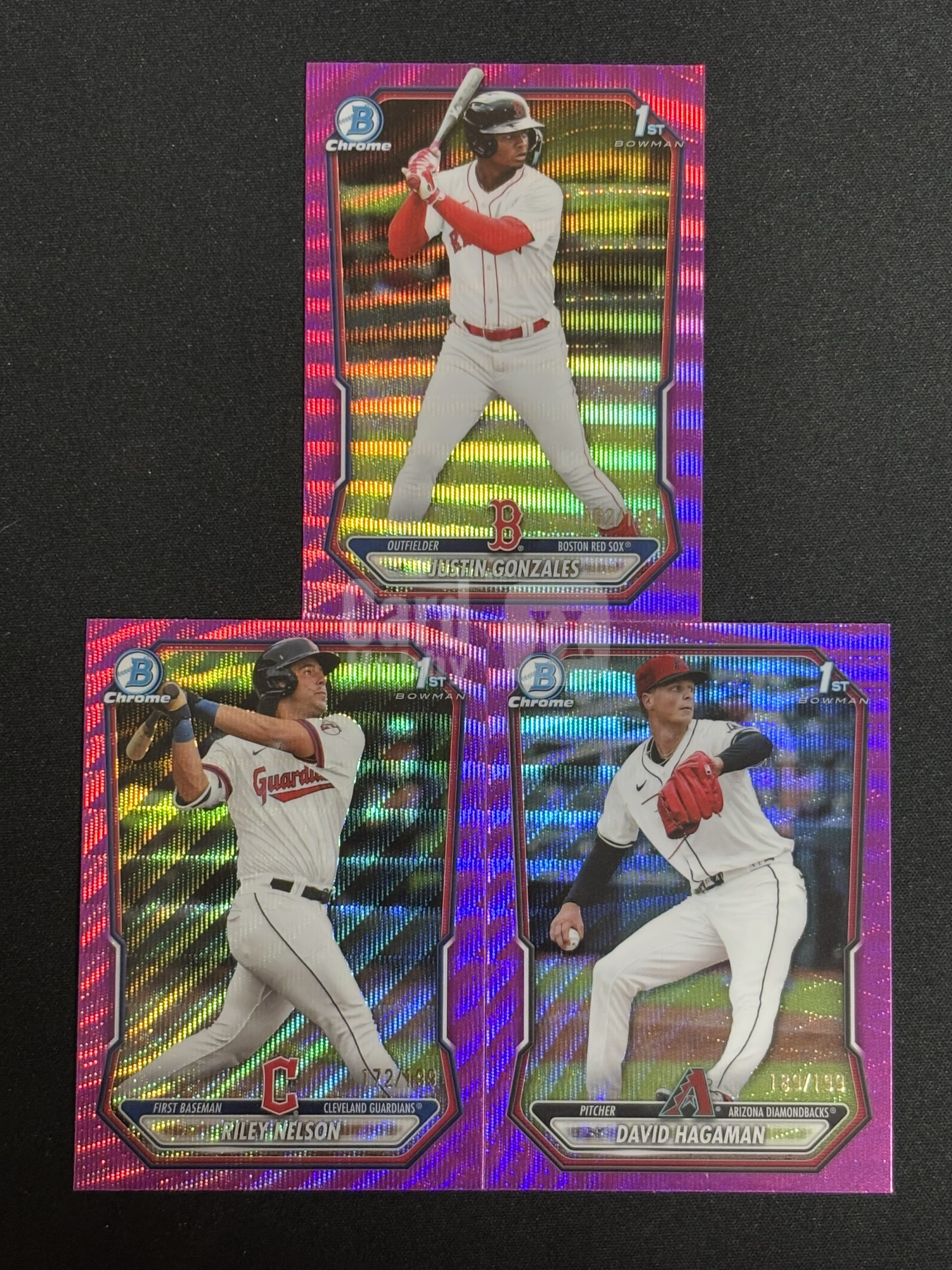 2025 Topps Bowman Draft Riley Nelson 棒球 MLB 莱利 尼尔森 贾斯汀冈萨雷斯 大卫哈加曼 1st 首秀 紫波纹折 /199编 打包不包品 - 红豆