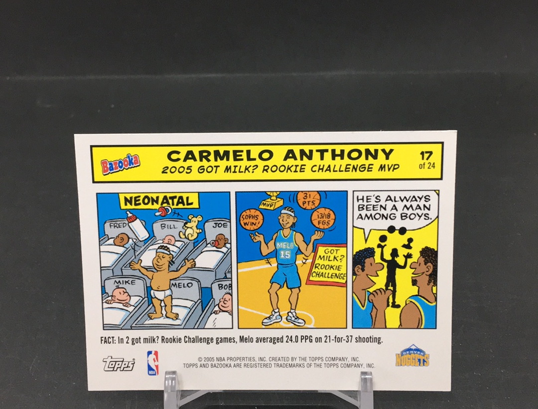 【DC拍卖】11.21 TOPPS BAZOOKA 大比例漫画特卡 经典老特 实卡美如画 03白金一代顶尖球星 未来名人堂球员 甜瓜 卡梅隆 安东尼