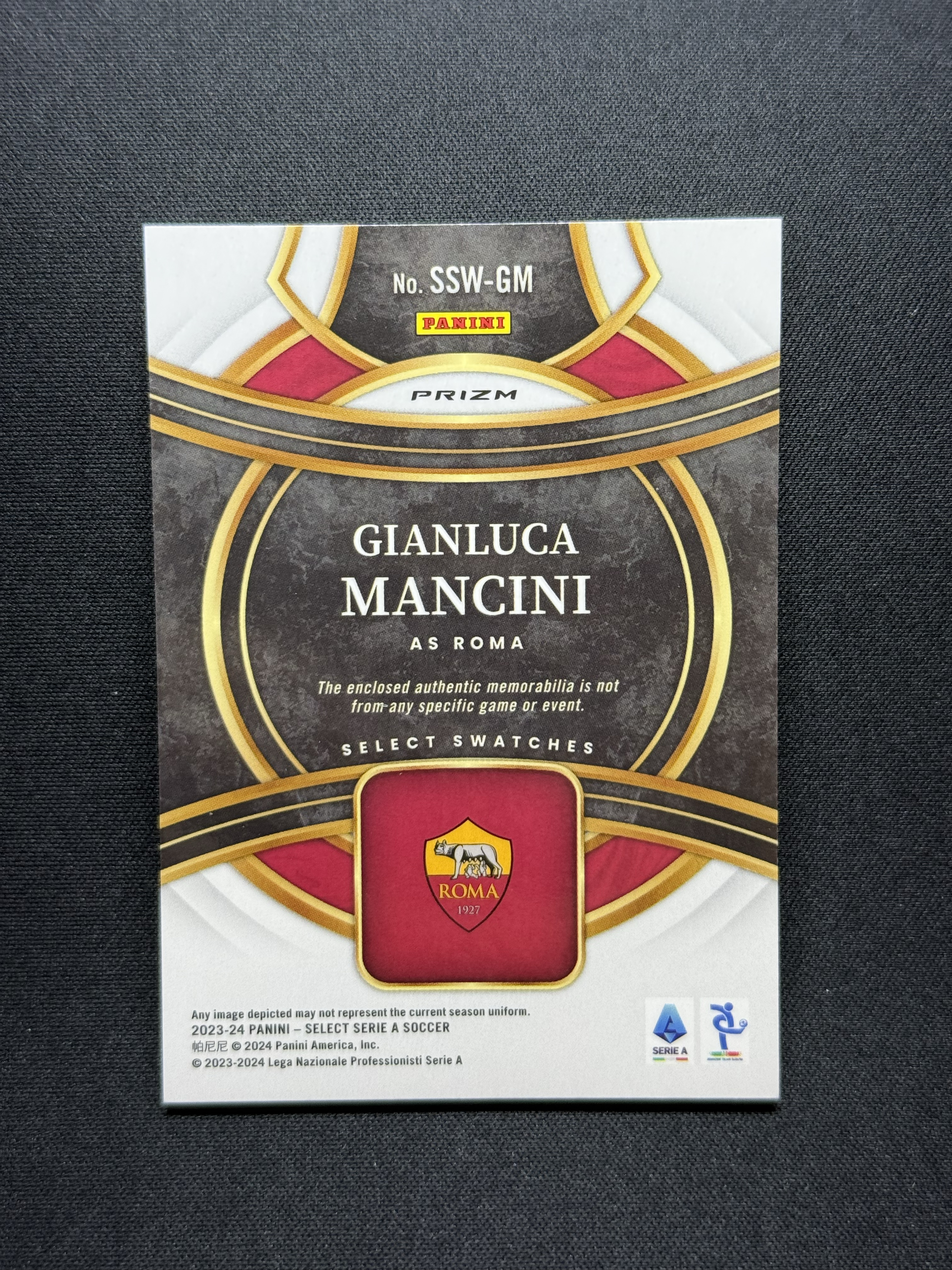 2023-24 Panini Select Gianluca Mancini 【小贝代拍】意甲 Select 罗马 曼西尼 曼奇尼 小窗 球衣物料 切割 银折 瑕疵如图 拍前看描述 H EW