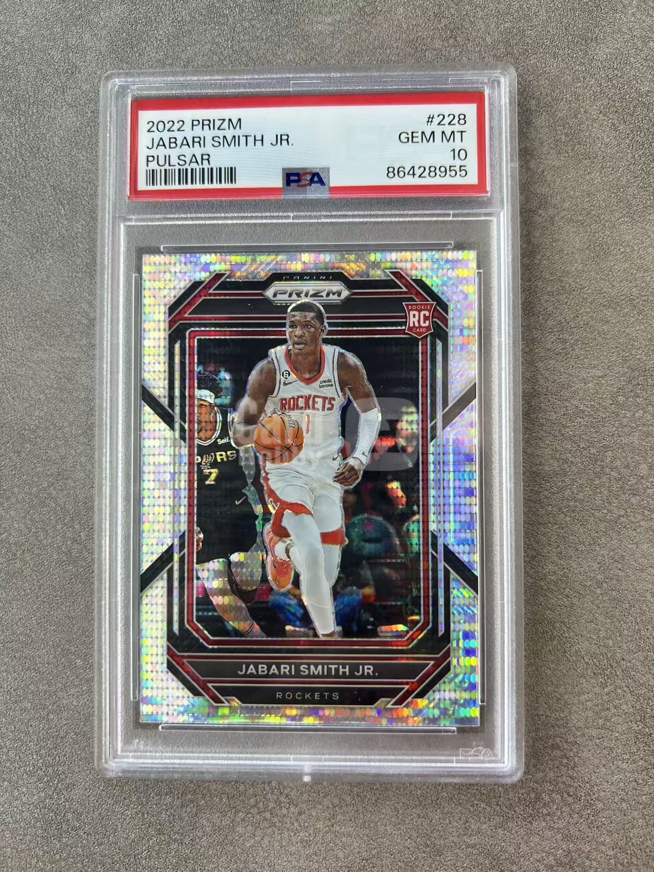 145【330球星卡实体店代卖】panini 22-23 prizm 小贾巴里史密斯(Jabari Smith Jr.)新秀年 RC 脉冲折 PSA10 完美卡品 (蘇阖)