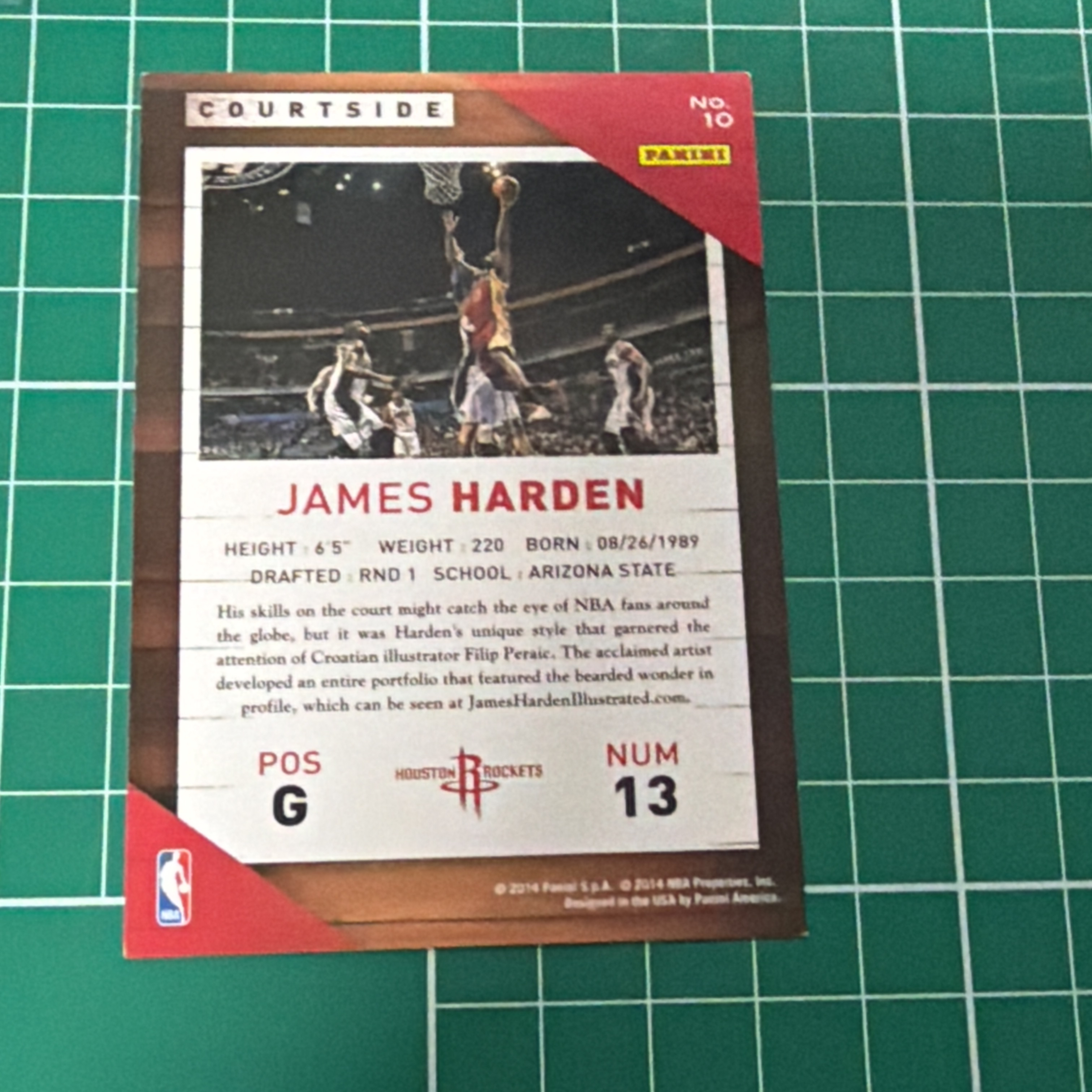 2014-15 Panini S.p.A James Harden 中雅图/中亚图 詹姆斯哈登 横版特卡 场边 小聚光灯 老卡 绝版卡 稀有大比例 折痕 卡面不平
