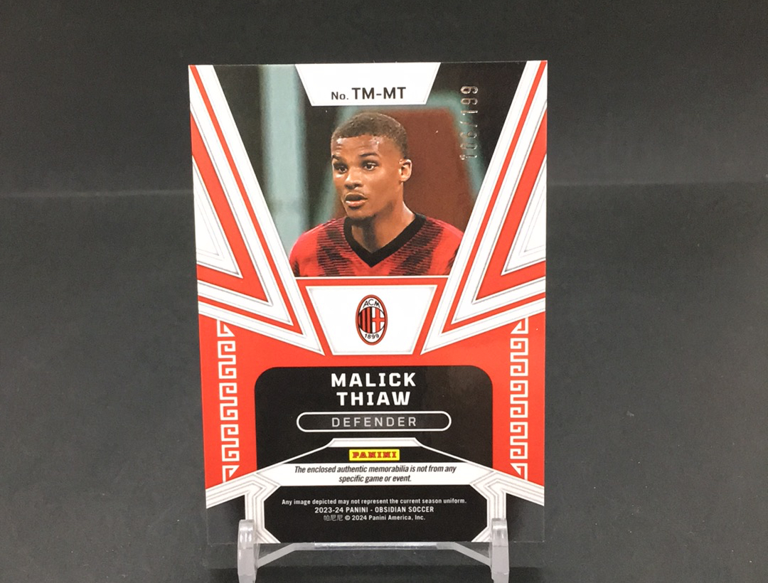 【DC拍卖】12.06 JTL PANINI OBSIDIAN 足球黑曜石系列 199编TRIFECTA双窗球衣卡 意甲豪门AC米兰队后场新星 马利克 佳夫