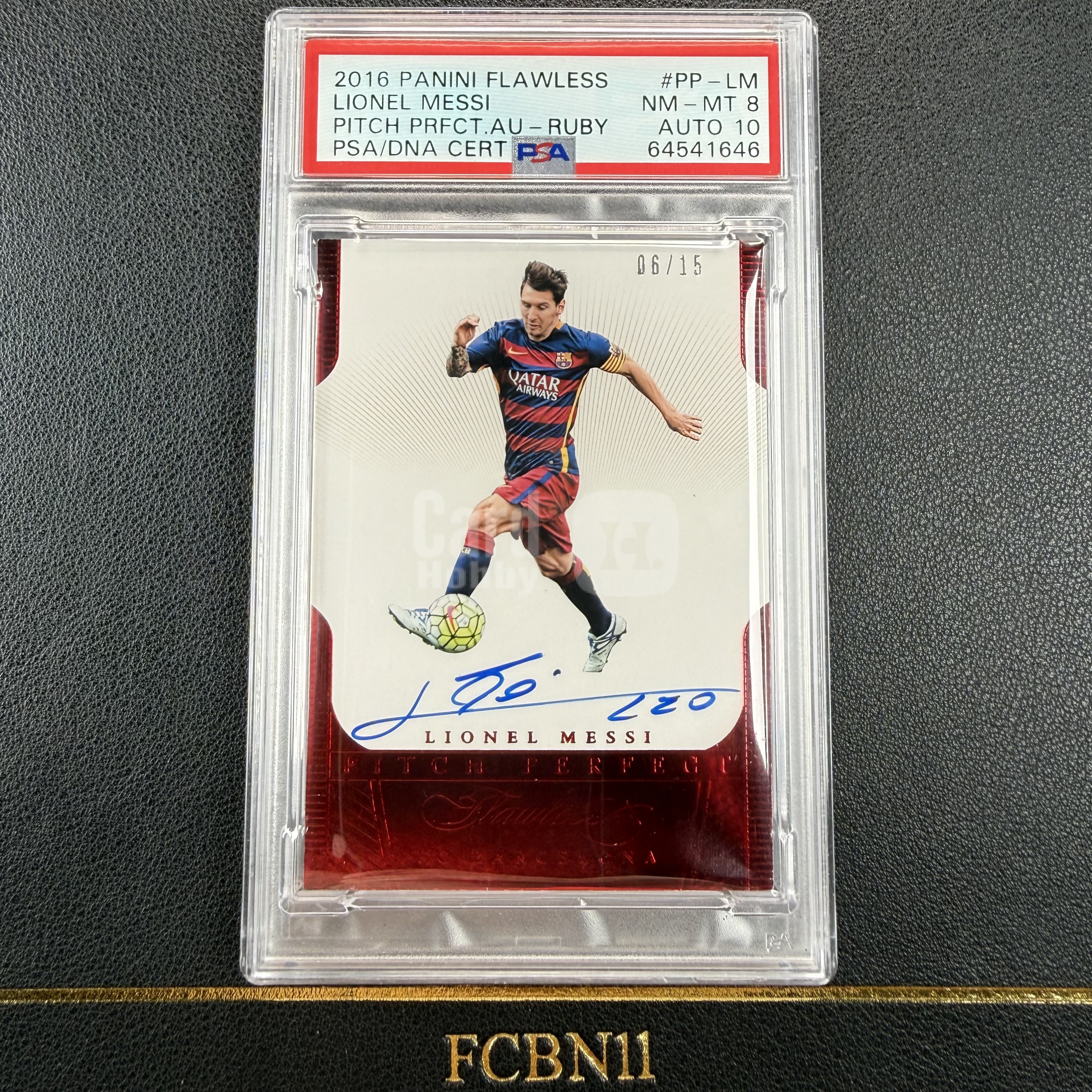 【FCB拍卖】2016 PANINI FLAWLESS LIONEL MESSI 里奥 梅西 签字 卡签 15编 红折 6/15 PSA8/10 暂无更高分 pop1 巴阿根廷 世界杯冠军 元年手提｛Run277｝FCBN11代理拍卖
