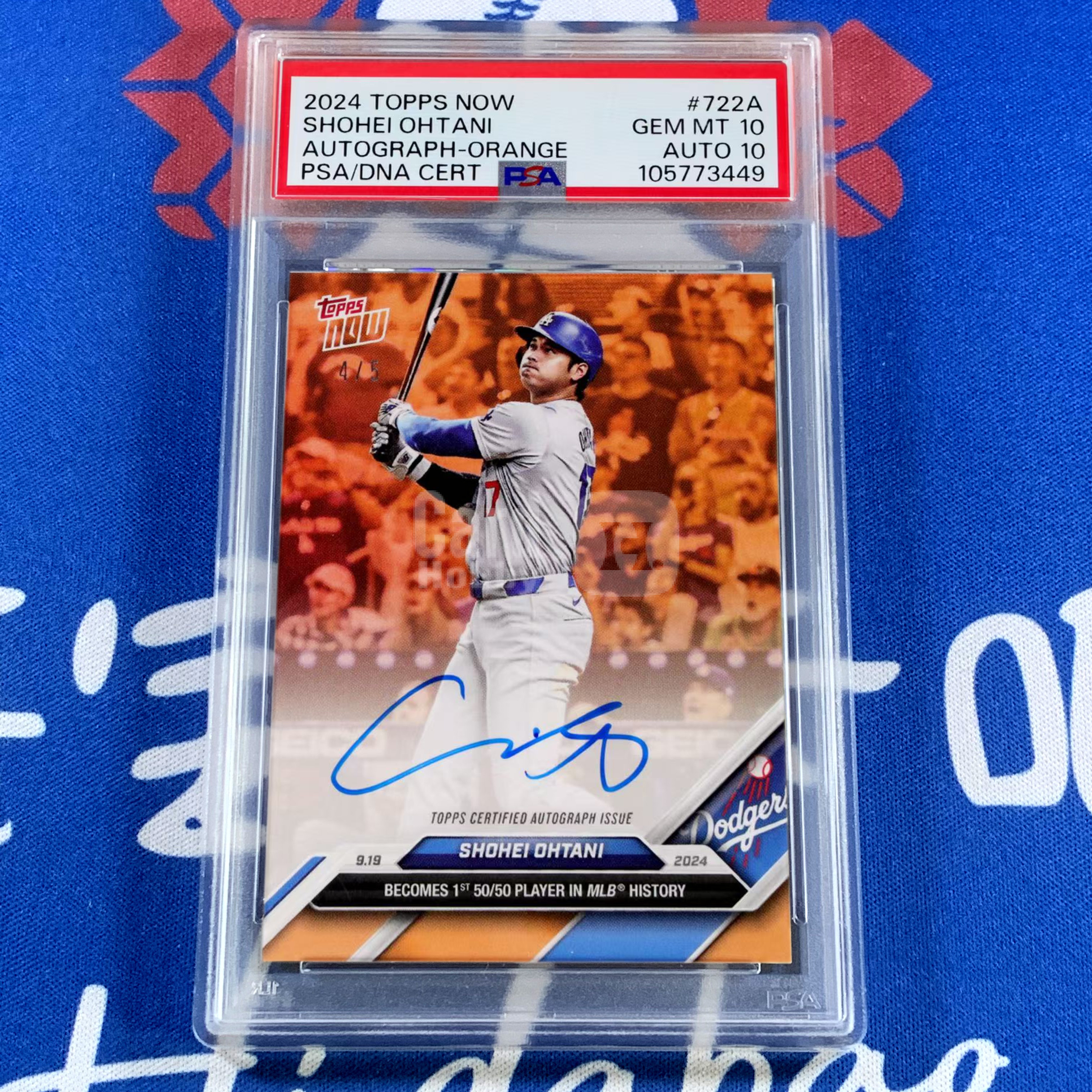 2024 Topps Now Shohei Ohtani 【海宝】洛杉矶道奇队 大谷翔平 5编 橙折签 签字卡 卡签 PSA10/10分 双10分 一共就6张 记录mlb历史第一个50全垒打50盗垒