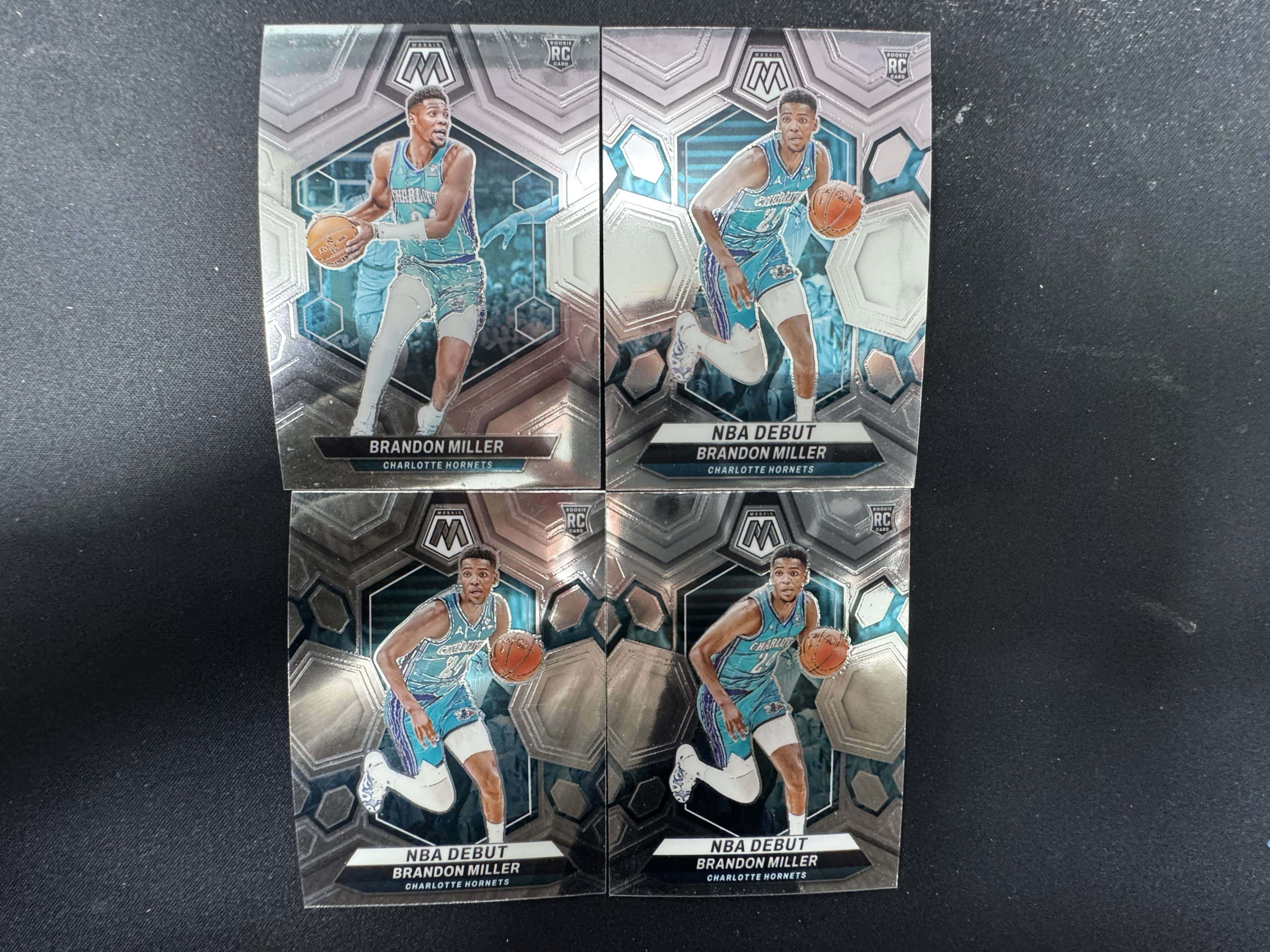 2023-24 Panini Mosaic Brandon Miller RC 布兰登 米勒 黄蜂 新秀 base nba debut 马赛克 4张打包lot组 Hzo7