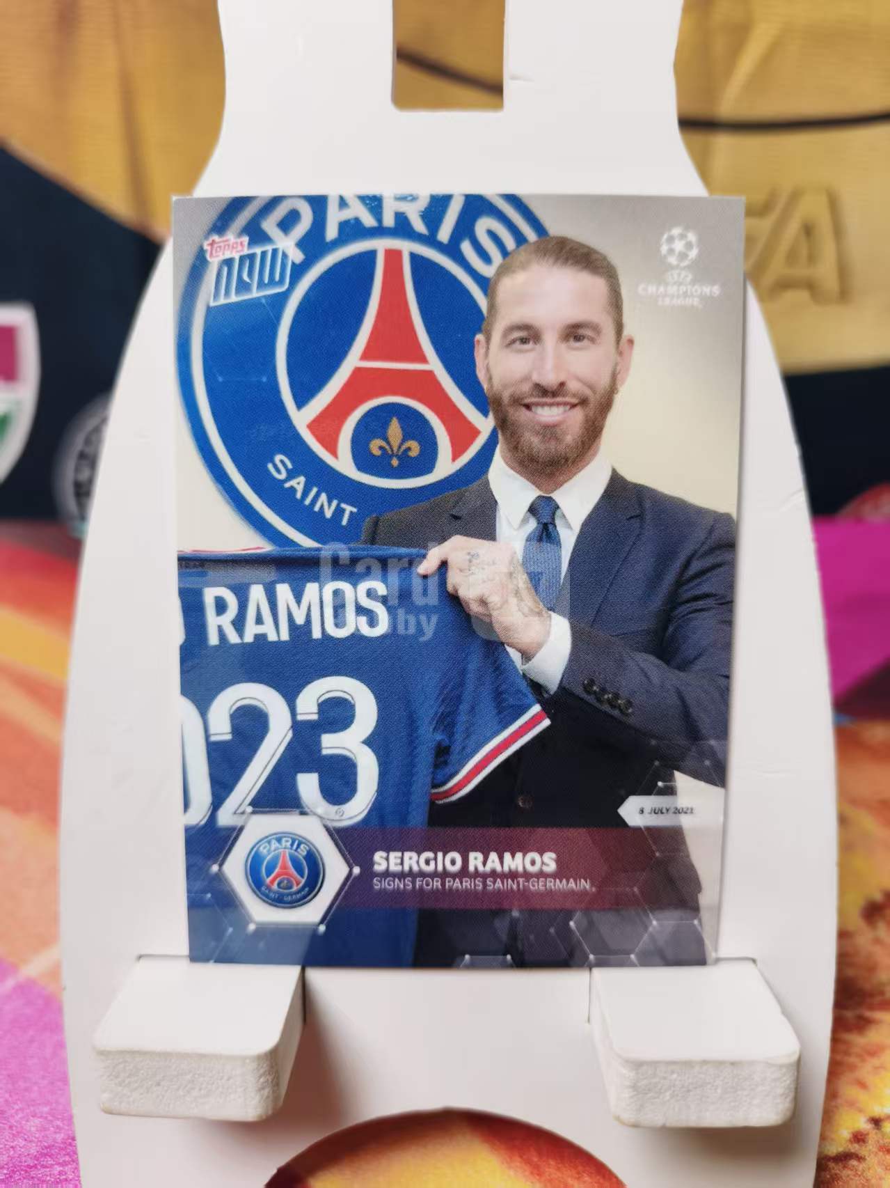 2021 Topps now Sergio Ramos topps now系列 巴黎 西班牙 水爷 拉莫斯 加盟巴黎定妆照 收藏必备 NN