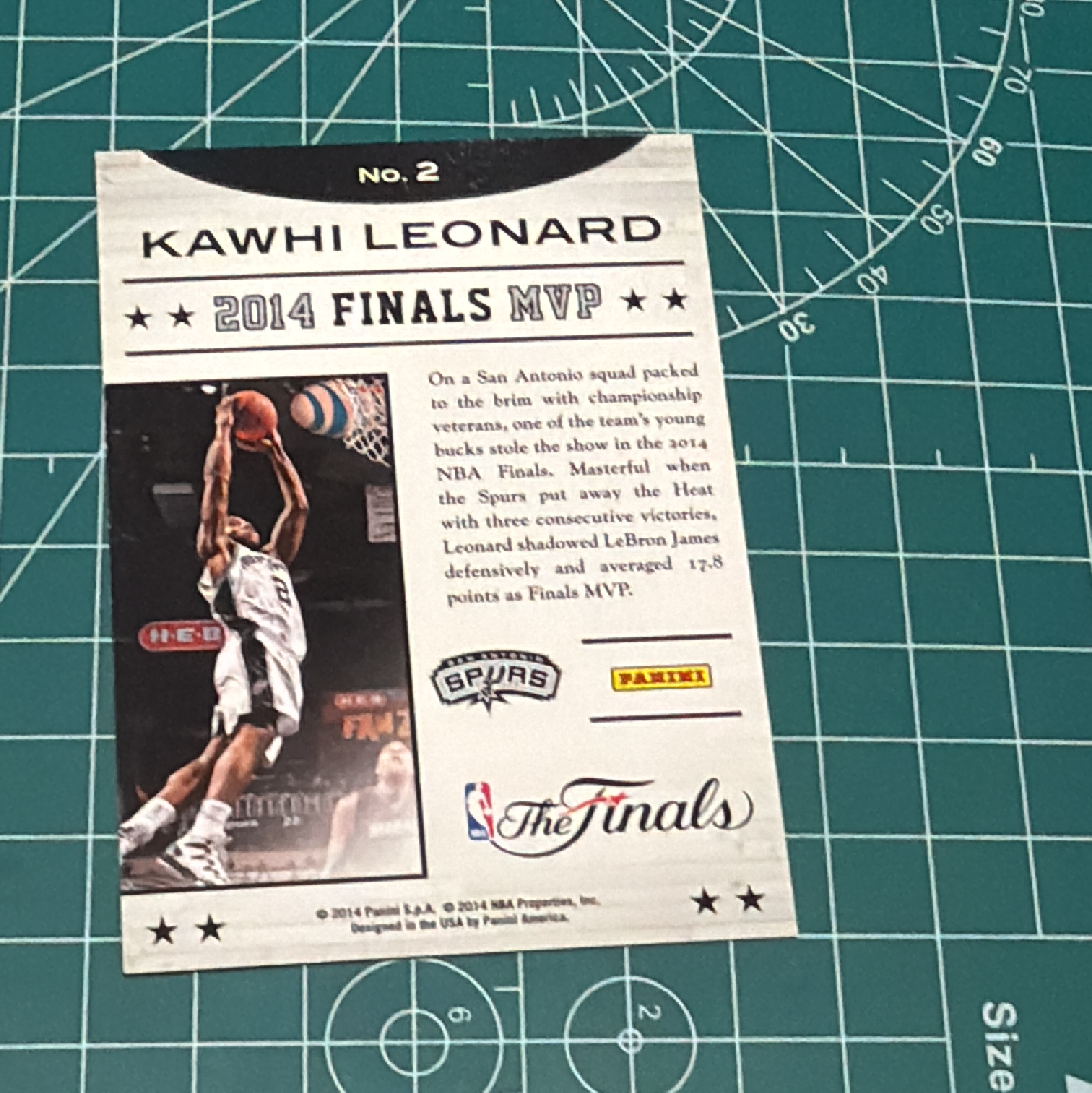 2014-15 Panini Americana Kawhi Leonard S.p.a. 科怀伦纳德 卡哇伊 马刺队2014总决赛最有价值球员 FMVP 特卡 闪卡 十年老卡 绝版卡稀有大比例