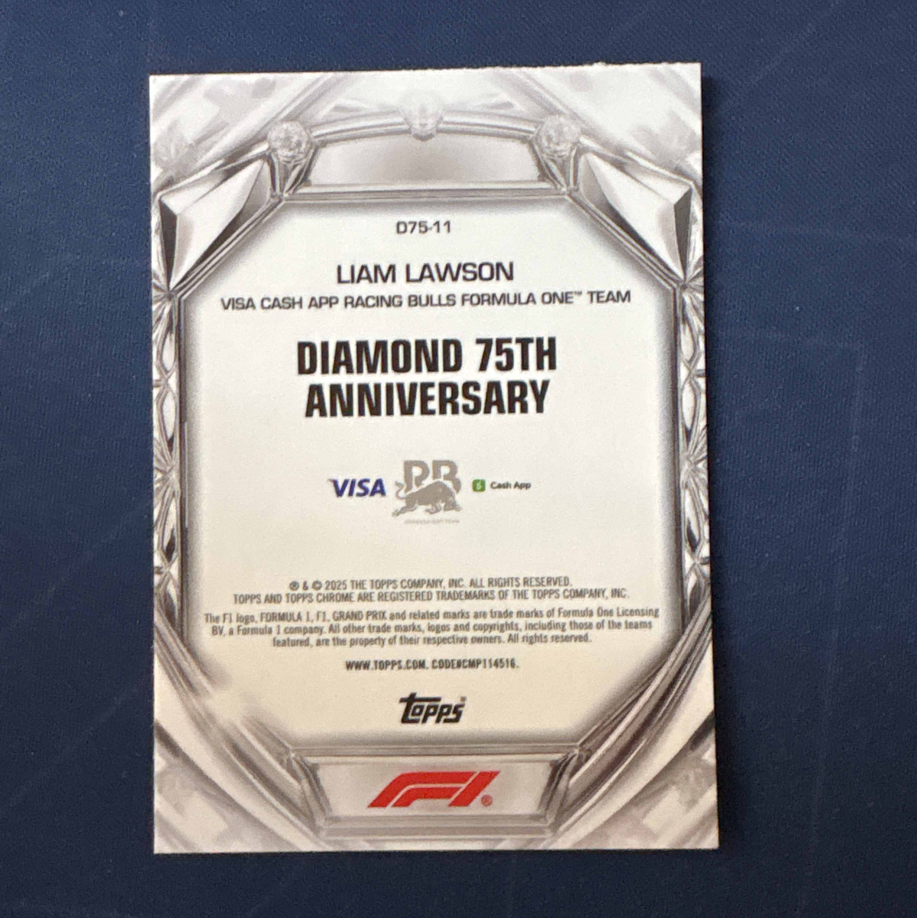 2025 Topps Chrome Liam Lawson 【爆爆代卖】F1 75周年 利亚姆 劳森 RC新秀 钻石折 碎钻折 折射 钻石包独占 小红牛车队 贰 正定妆照 专收必备 卡品如图 #冷哥