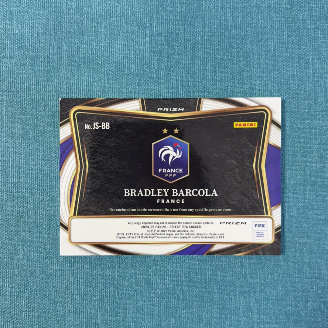 2024-25 Panini Select FIFA Bradley Barcola 巴尔科拉 物料 球衣 切割 银折 法国 巴黎圣日耳曼 卡品如图 433HP