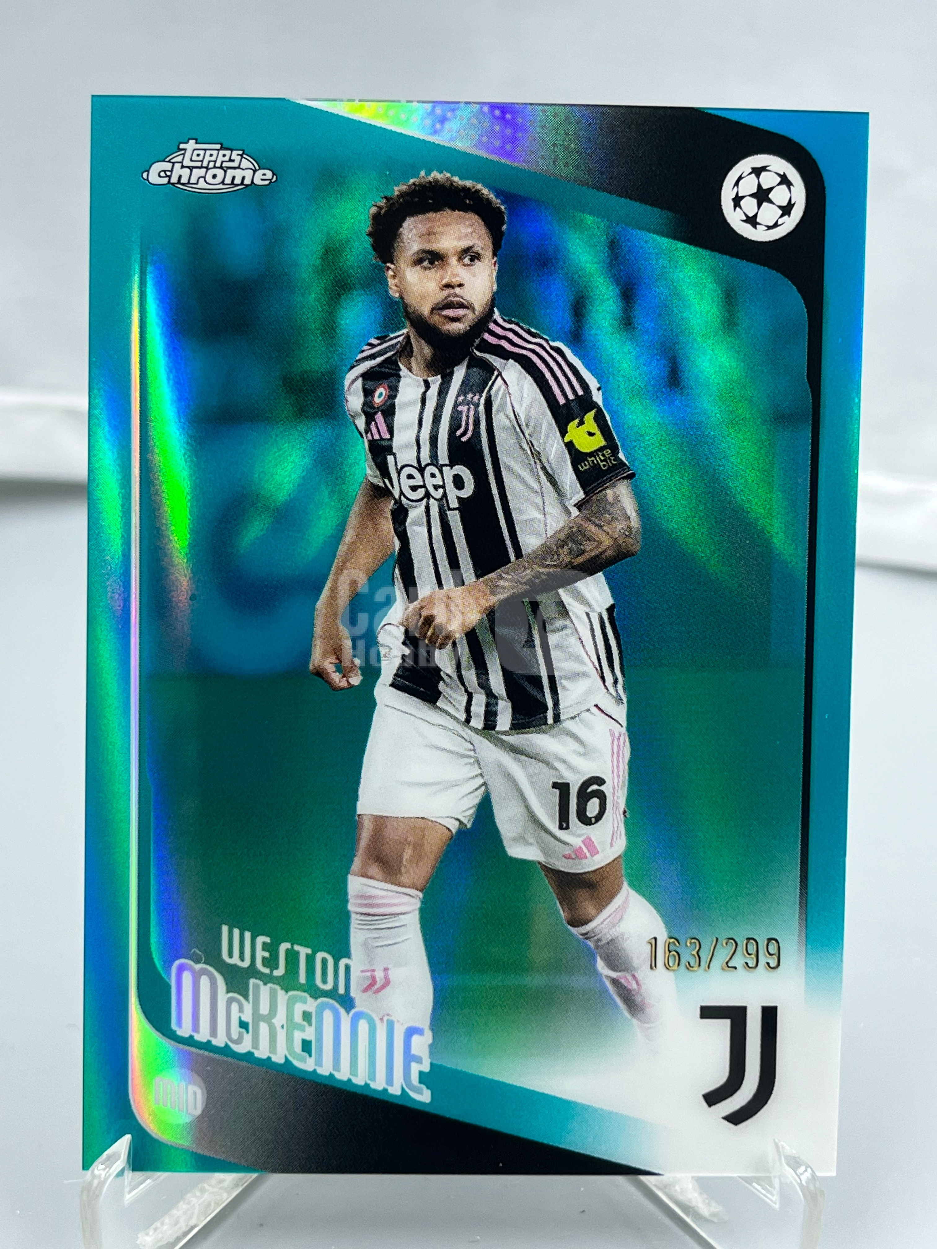 2026 Topps Chrome Weston McKennie 欧冠欧战TC 麦肯尼 163/299编 尤文图斯 正青折 折射 瑕疵如图【暴富 仇总】y386