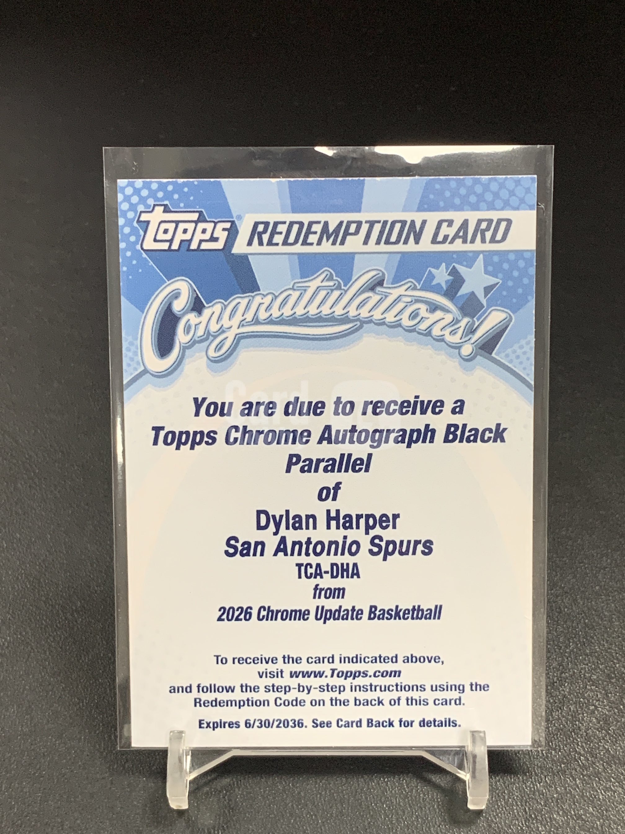 【浩行】2026 Topps Chrome Updates TCU Dylan Harper 马刺 迪伦 哈珀 新秀RC 黑折折射 签字 10编 低编 正黑 博同背 博美品 交换板 文班亚马队友 弗拉格克努佩尔同届「超将军999」1005紋