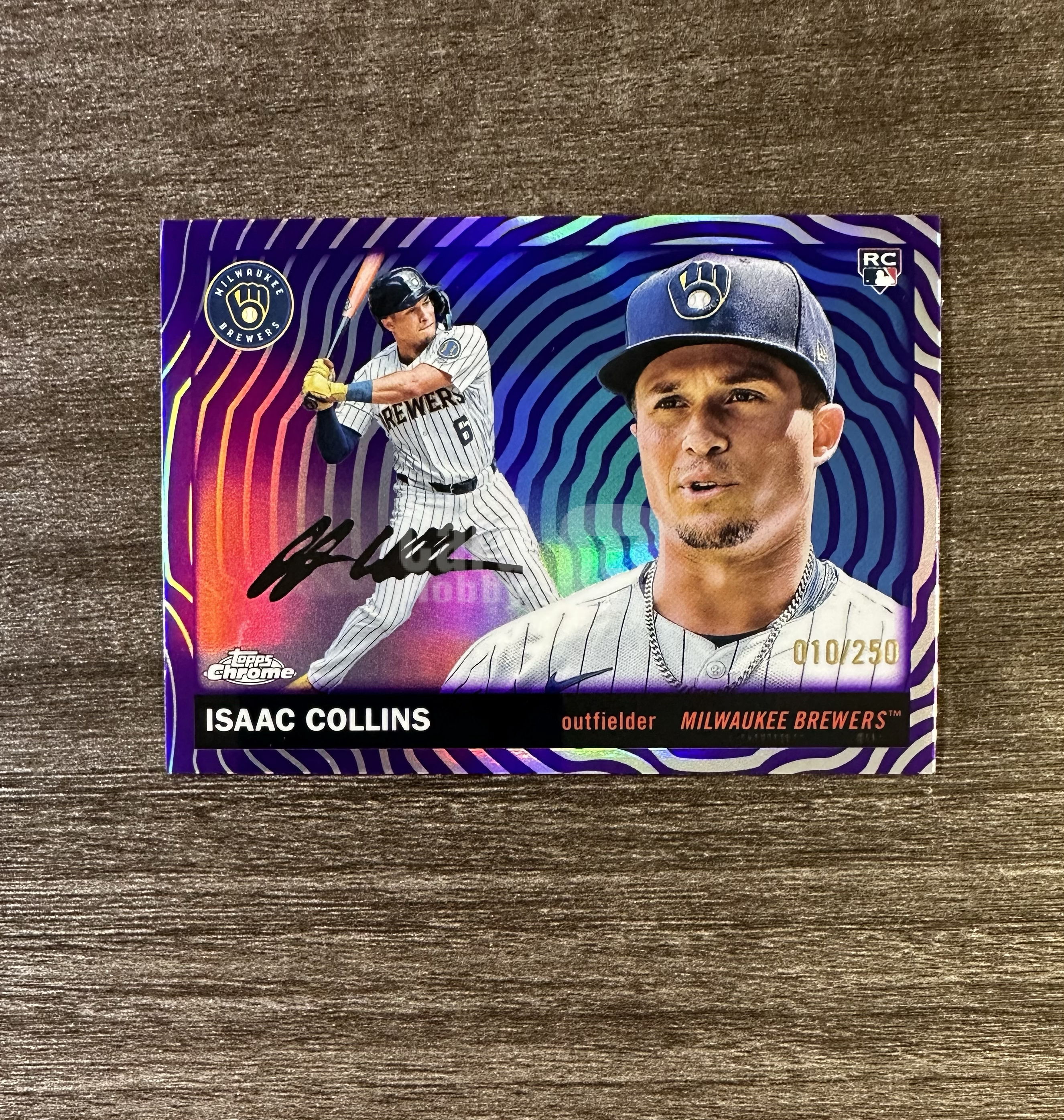 2025 Topps Chrome Platinum Purple Vibration 棒球 MLB 紫震动折 新秀RC /250编 Isaac Collins 艾萨克 科林斯 酿酒人 轻线 qwy