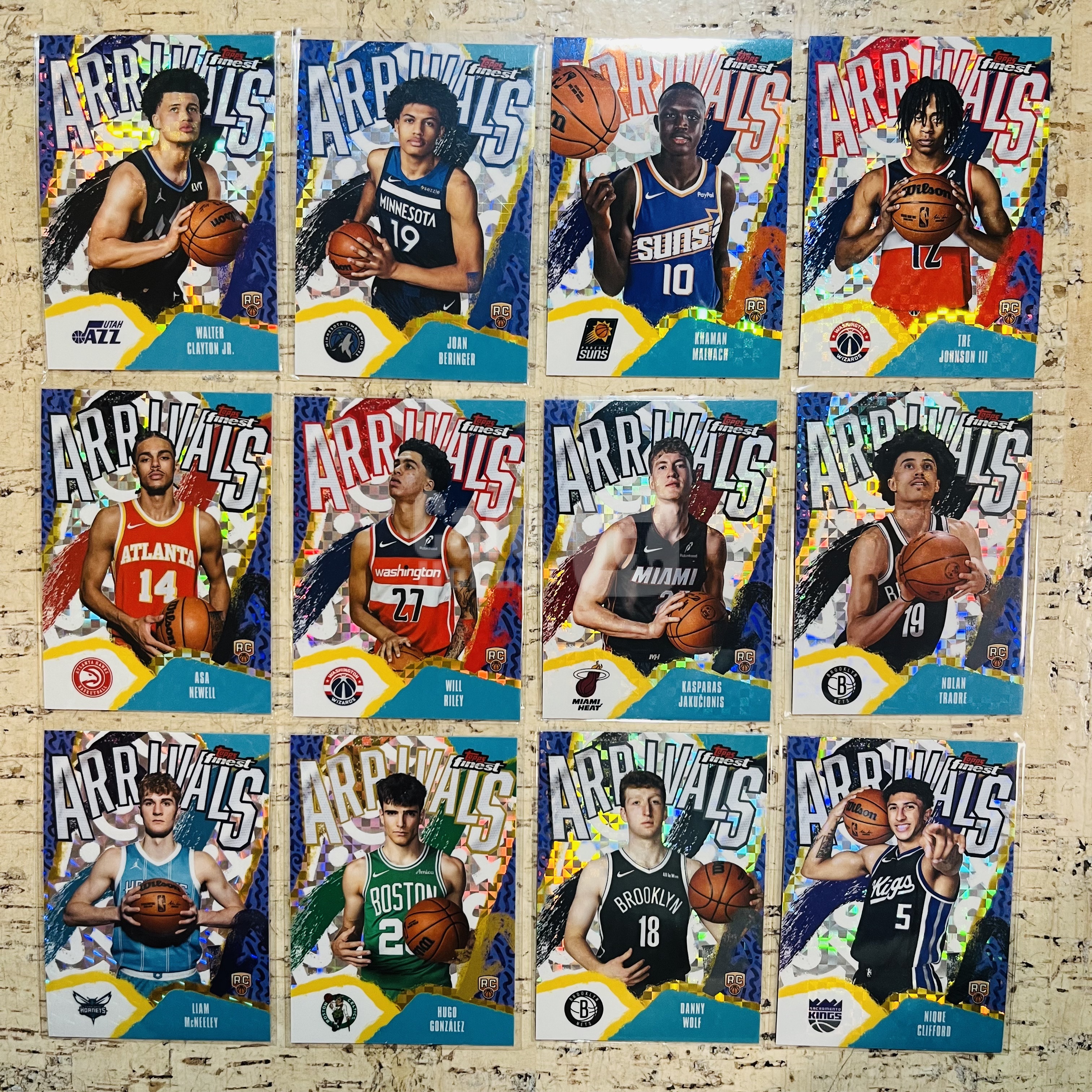 2025-26 Topps Finest Tre Johnson RC 新秀 棋盘折 格子折 arrivals 到达 特卡 12张打包 特雷 约翰逊 贝兰热 带队 此标有膜无夹【小卡迷拍卖可累积半年】