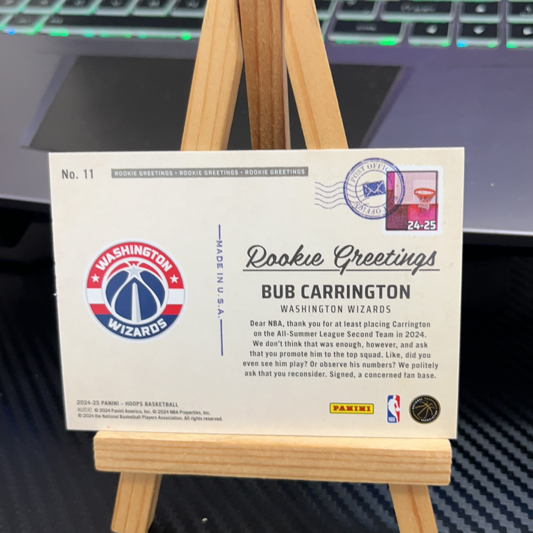 2024-25 Panini NBA Hoops bub carrington RC 奇才 新秀 hoops系列 特卡 卡品如图 凑图必备 值得收藏!免费代卖!