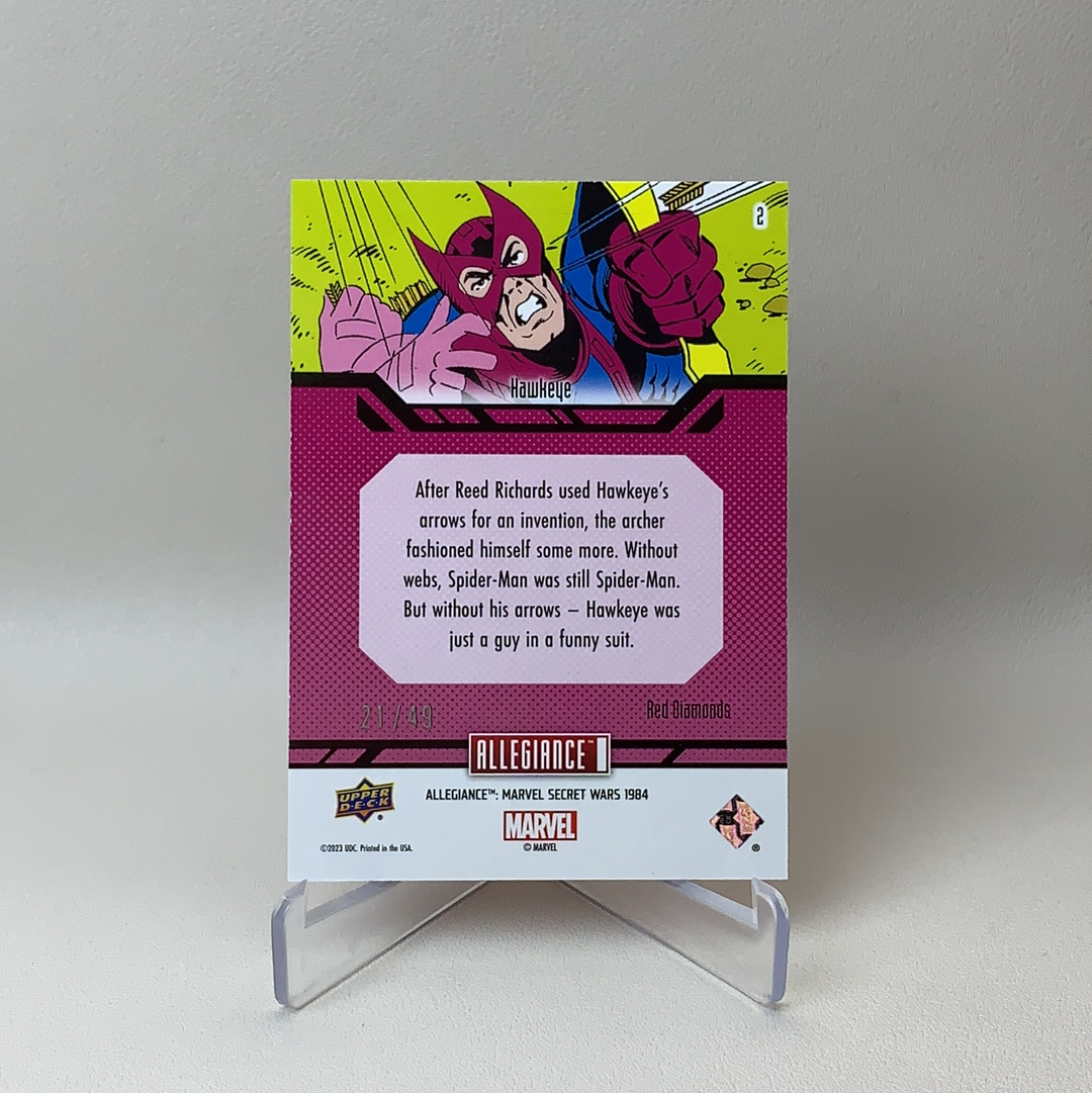 【弈卡代拍】2023 Upper Deck Marvel漫威 Secret Wars 秘密战争 大比例 特卡 红折 折射 Hawkeye 鹰眼 21/49编 品相如图 凑套必备 真帕杰洛