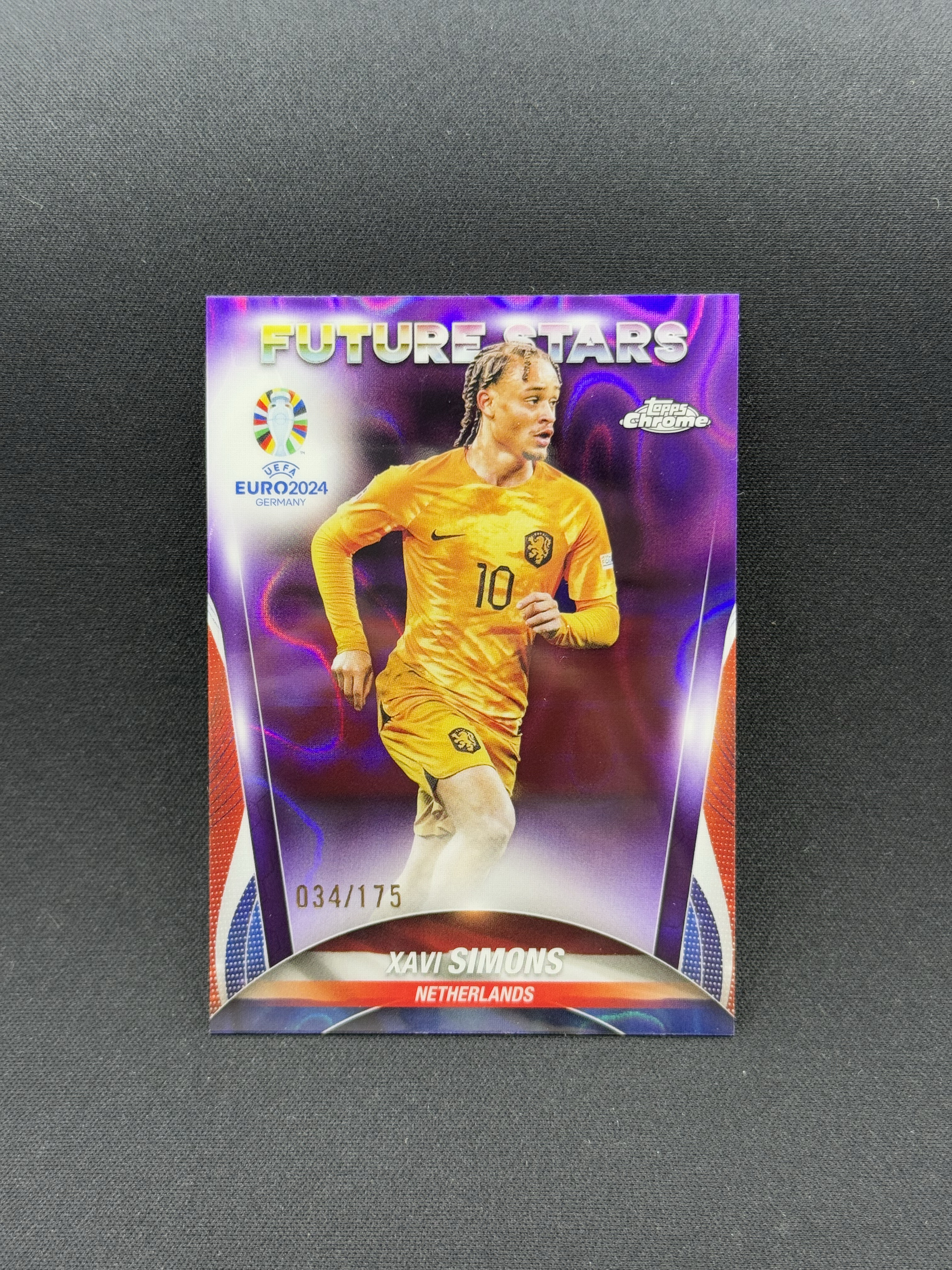 2024 Topps Chrome Xavi Simons 【小贝代拍】元年 欧洲杯 Tc 荷兰 哈维 西蒙斯 紫熔岩折 175编 卡品如图 拍前看描述 XNP