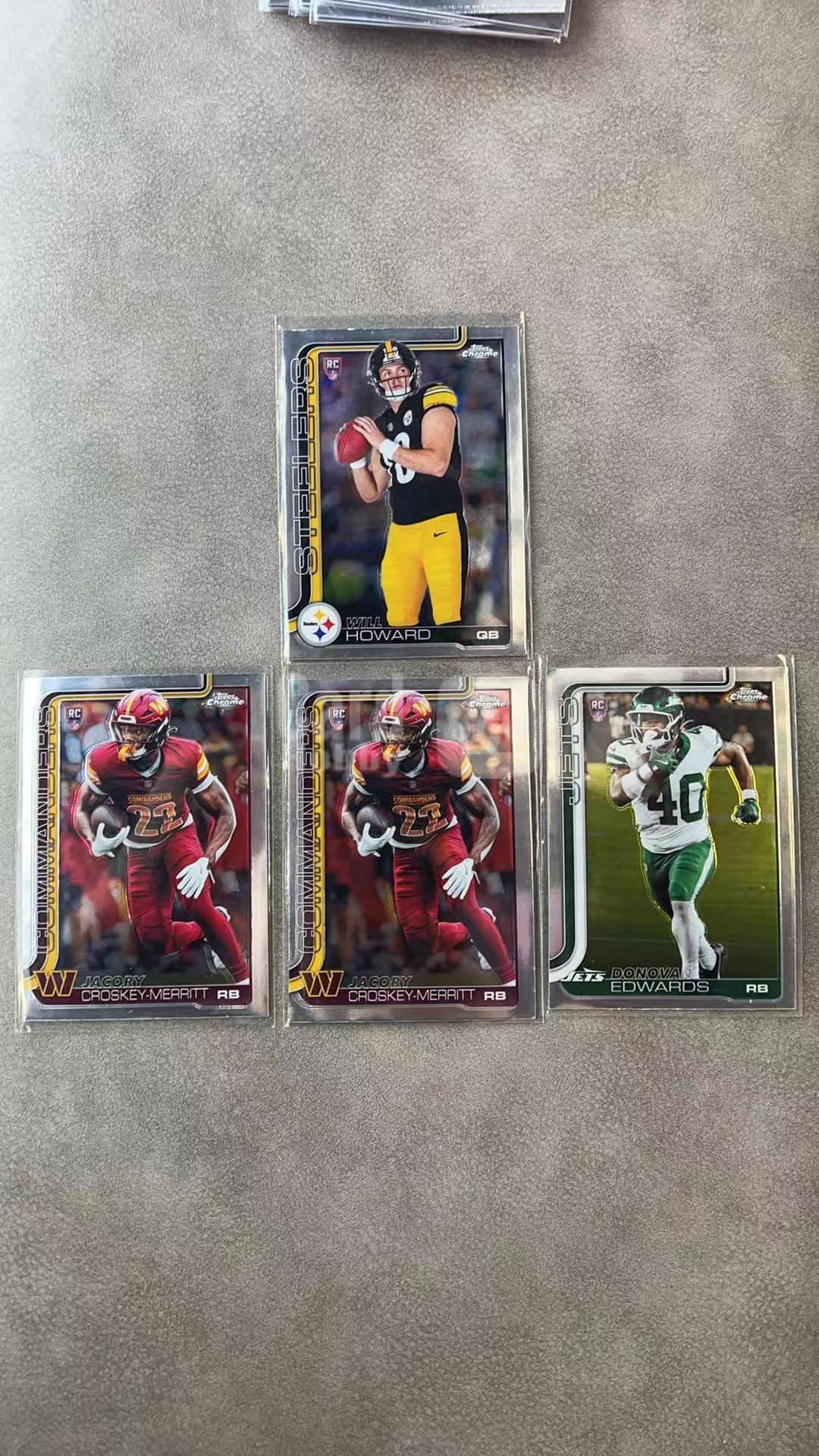 4469【330球星卡实体店代卖】2025 Topps Chrome TC元年 NFL 威尔霍华德 多诺万爱德华兹 克罗斯基梅里特 新秀RC base LOT 无卡具 仅顺丰寄付(WWTY)