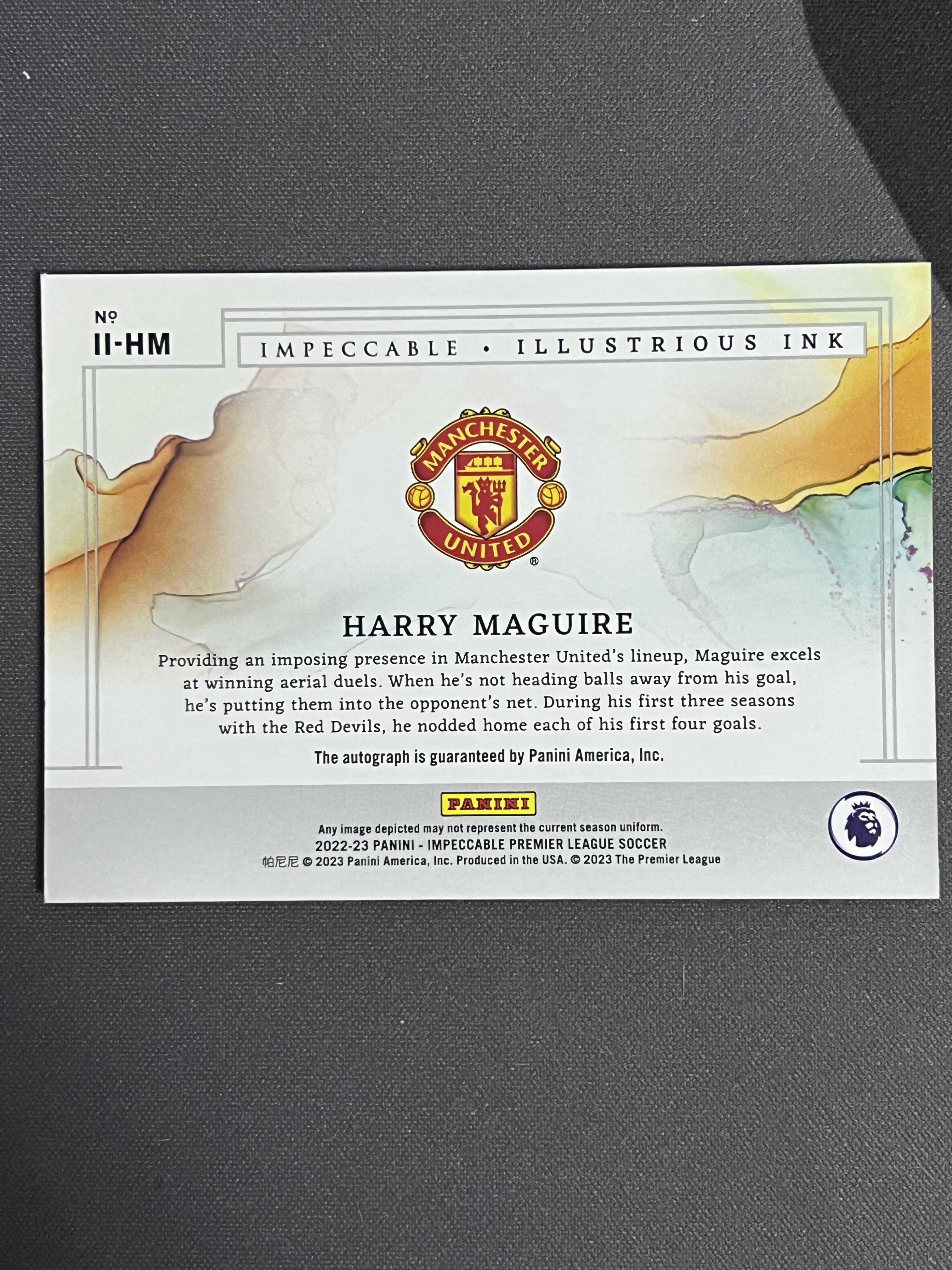 2022-23 Panini Impeccable Harry Maguire 小真金 曼联 马圭尔 马奎尔 10编 金平行 ink签 签字
