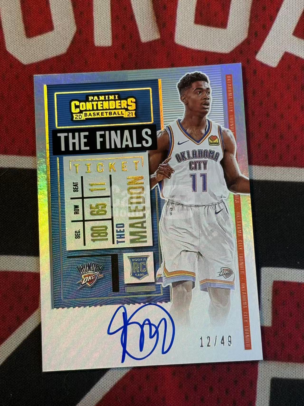 2020-21 PANINI CONTENDERS OPTIC 球票系列 Theo Maledon 雷霆 新秀RC 泰奥马勒东 49编 签字卡 卡签 正新秀球票签字卡 银折 折射【烂臭嘴拍卖】