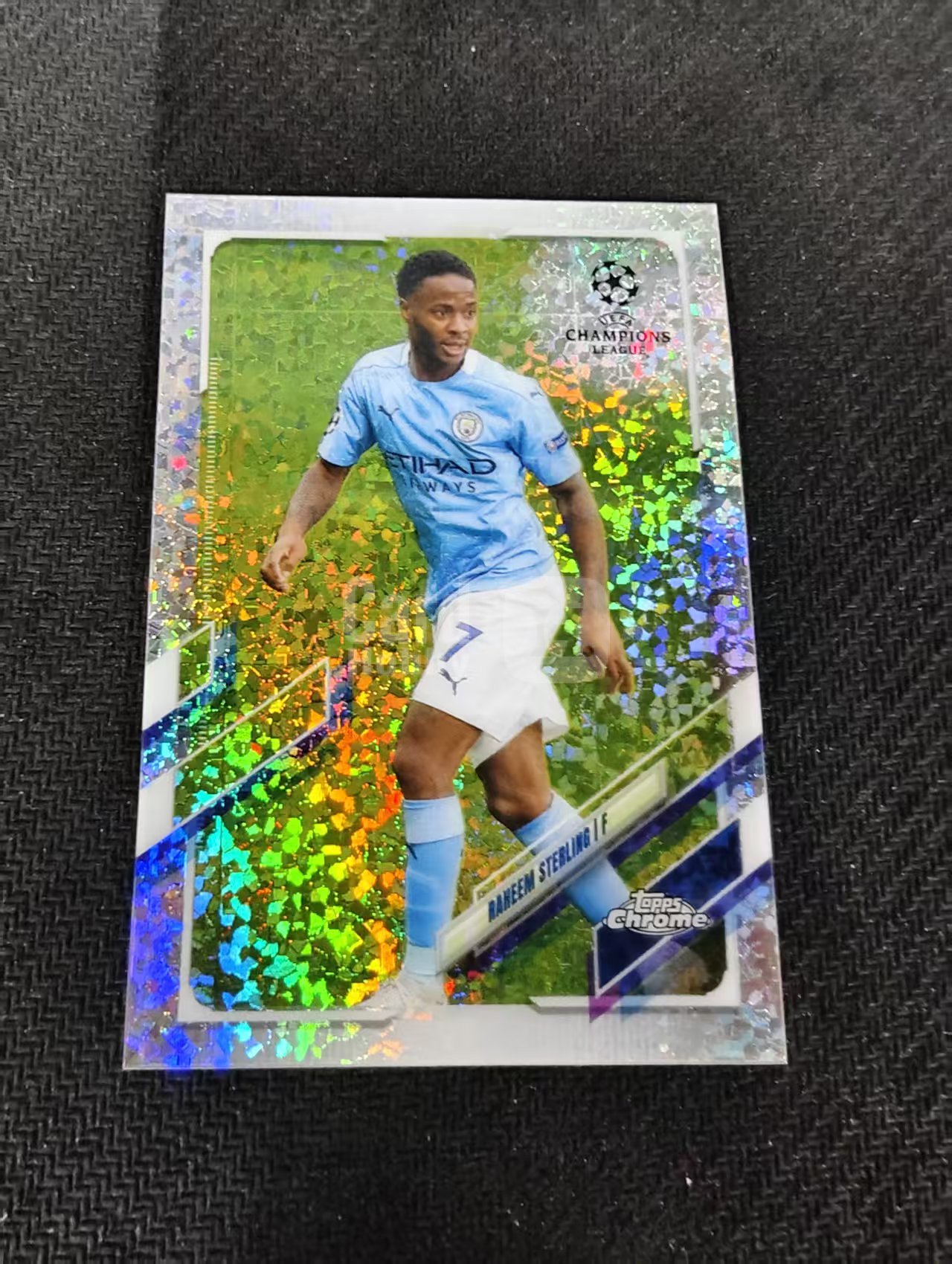 【可合并,不累计】2021 Topps Chrome Raheem Sterling 欧冠 曼城 斯特林 碎花折 碎点折 划痕 边角瑕疵 #76