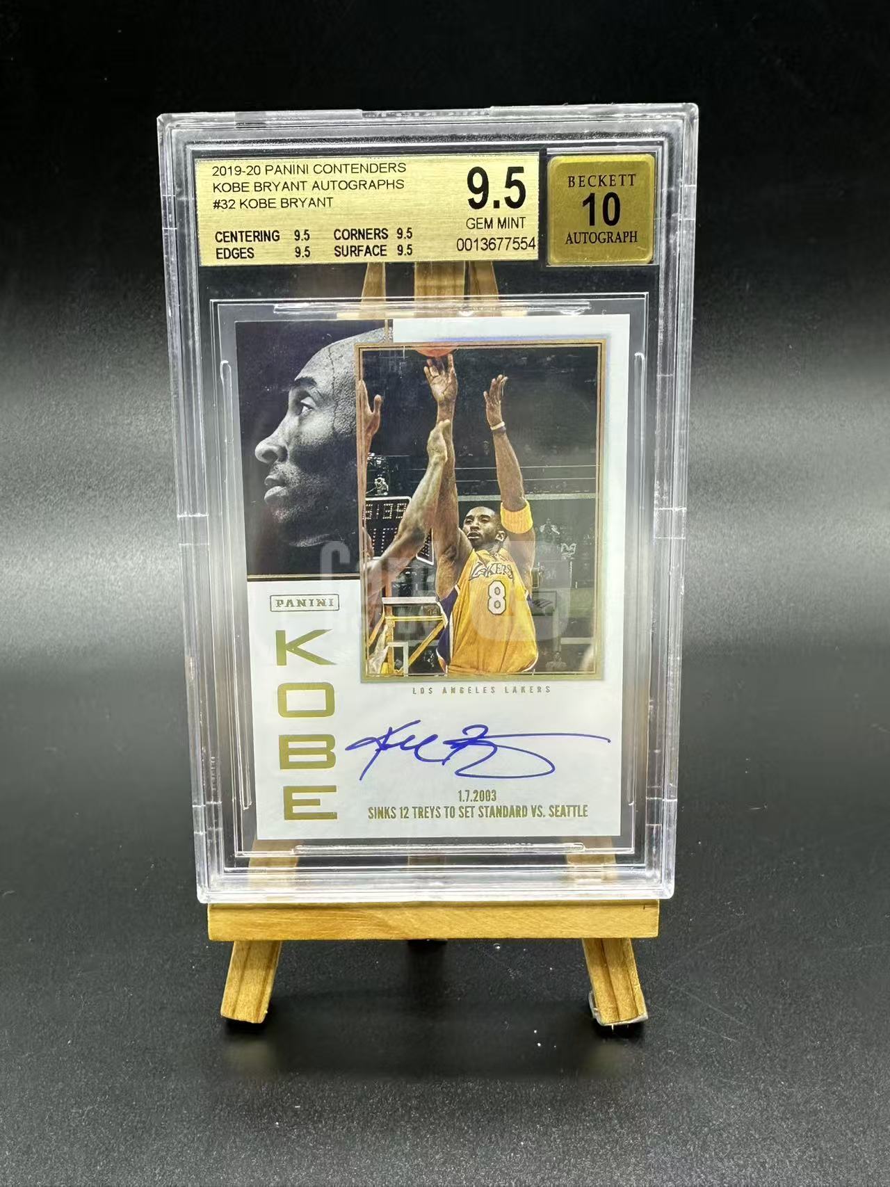 【烦烦拍卖】2019-20 Panini Contenders Kobe Bryant 球票 湖人 科比布莱恩特 大比例 插入签 卡签签字 生涯经典时刻 BGS9.5分金标签字10分【suning】
