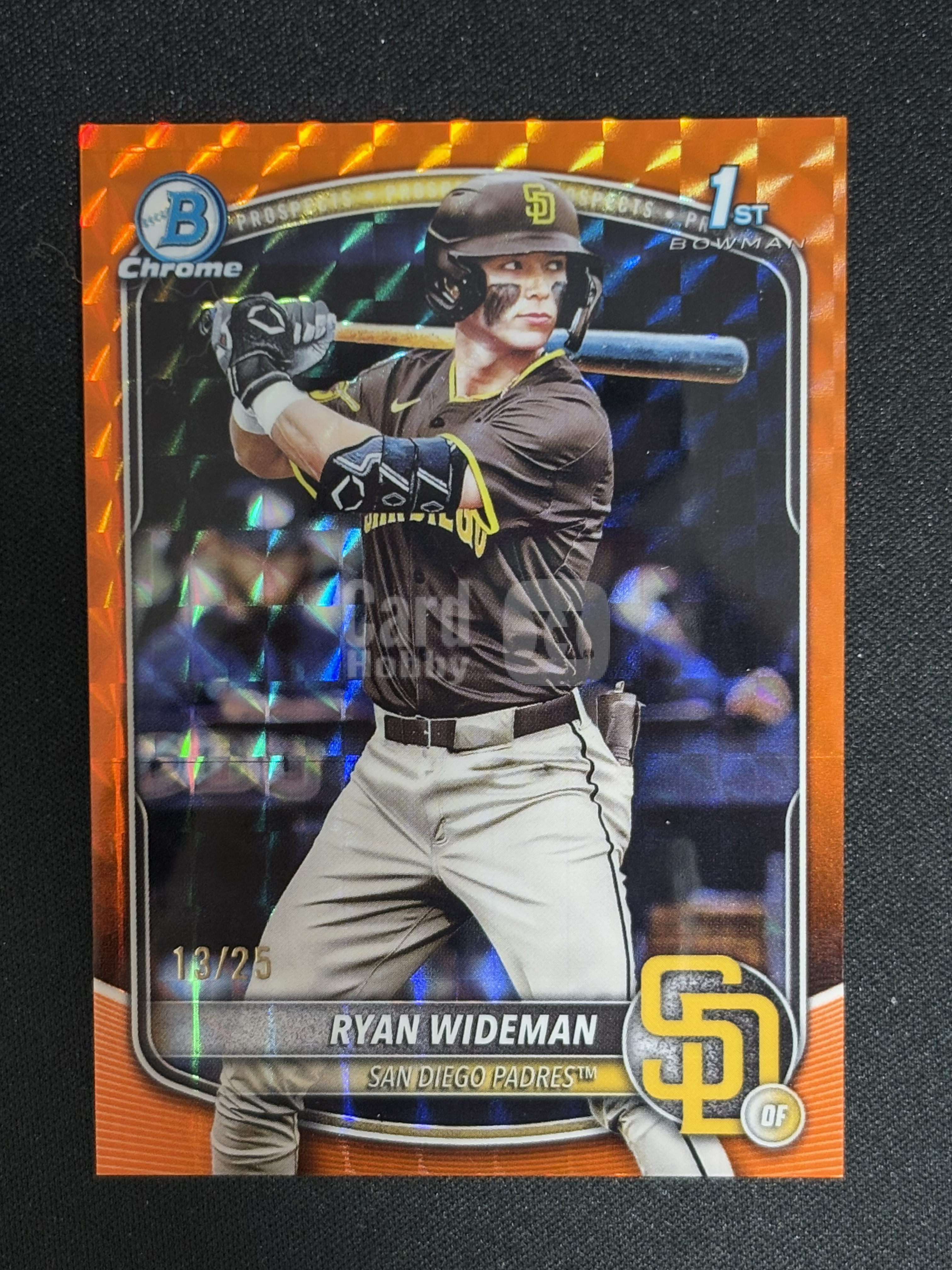 2025 Topps Bowman Draft Ryan Wideman 棒球 MLB 圣迭戈教士 瑞安 怀德曼 1st 首秀 橙几何折 13/25编 - sj