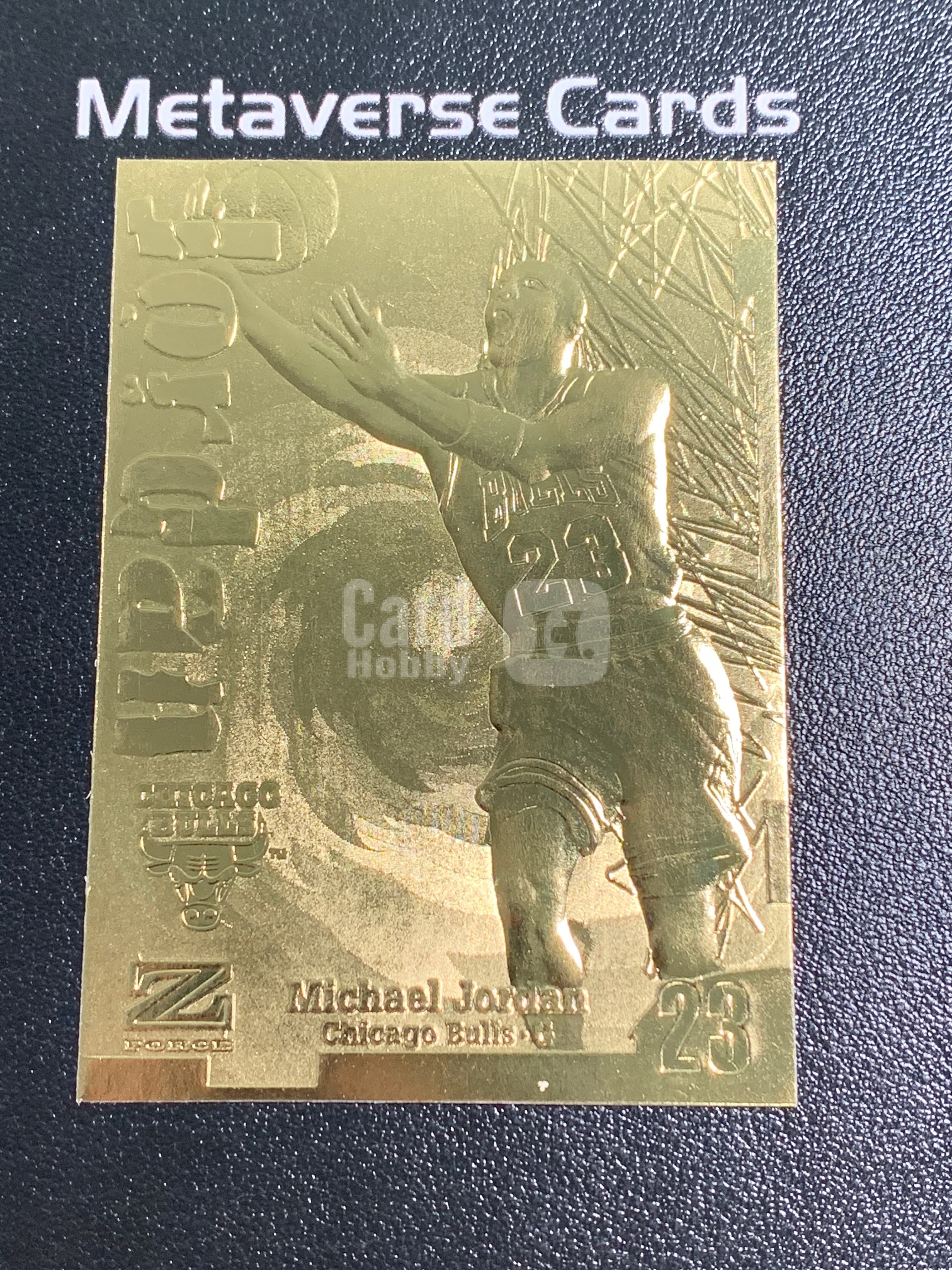 【元宇宙拍卖】张张总220：1997 SkyBox Z Force Michael Jordan 芝加哥公牛 迈克尔乔丹 飞人 篮球之神 23 Karat Gold 23K金浮雕 镀金 经典老特 No.8252 瑕疵如图 收藏必备