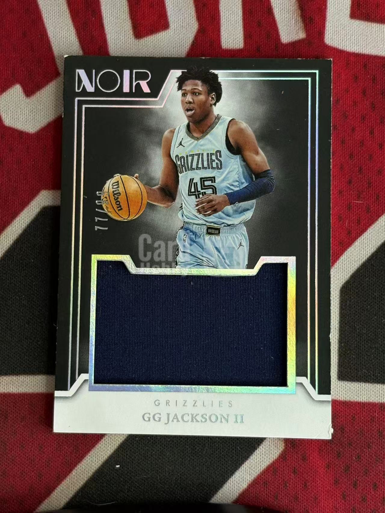 2024-25 PANINI NOIR 诺尔高端系列 GG JACKSON II 灰熊 GG杰克逊 99编 GU 大窗亲穿落场球衣物料割 衣料实物卡 银闪版【烂臭嘴拍卖】