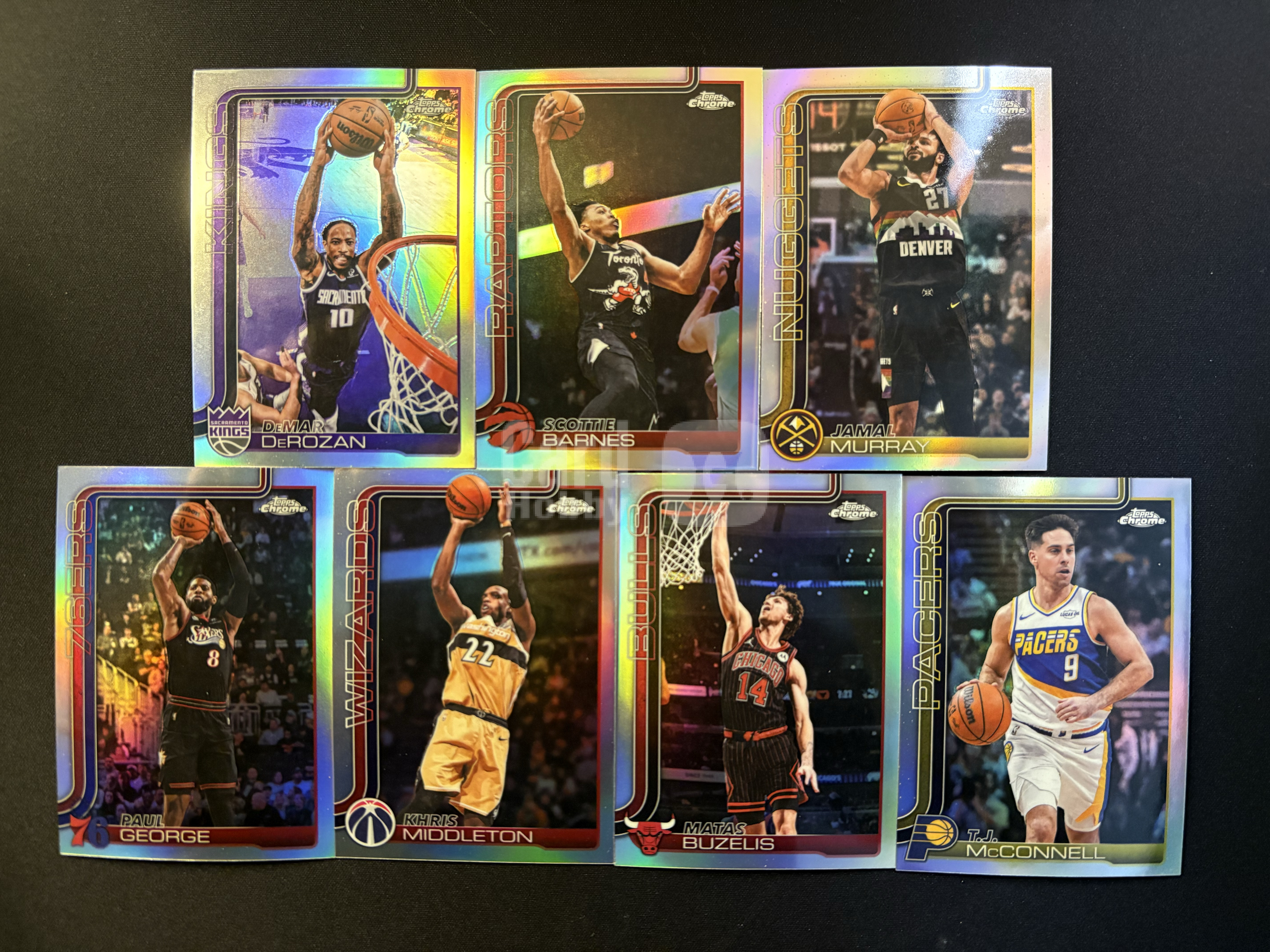 2026 Topps Chrome Paul George Jamal Murray 【爆爆代卖】保罗 乔治 穆雷 巴恩斯 德罗赞 米德尔顿 布泽利斯 麦康奈尔 银折 Base 7张Lot 如图#靓星