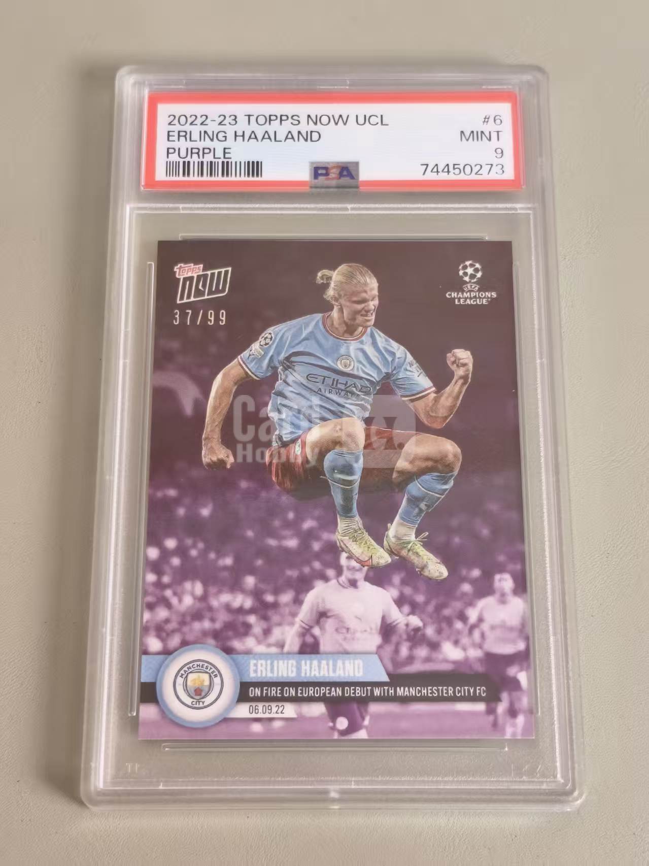 2022 Topps Topps Erling Haaland 哈兰德 时刻 37/99编 PSA9 曼城欧冠首秀 挪威 曼城 最佳射手 金靴 世界杯大热 专收必备(非洲鲫鱼)