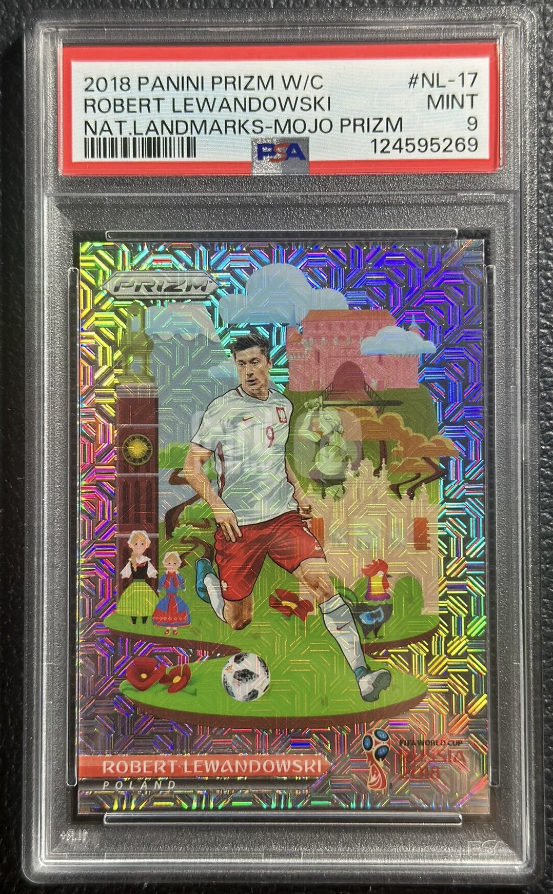2018 Panini World Cup Prizm Robert Lewandowksi 世界杯pz 波兰🇵🇱巴萨拜仁传奇神锋 莱万 9/25编mojo折地标landmarks 同背1/1！