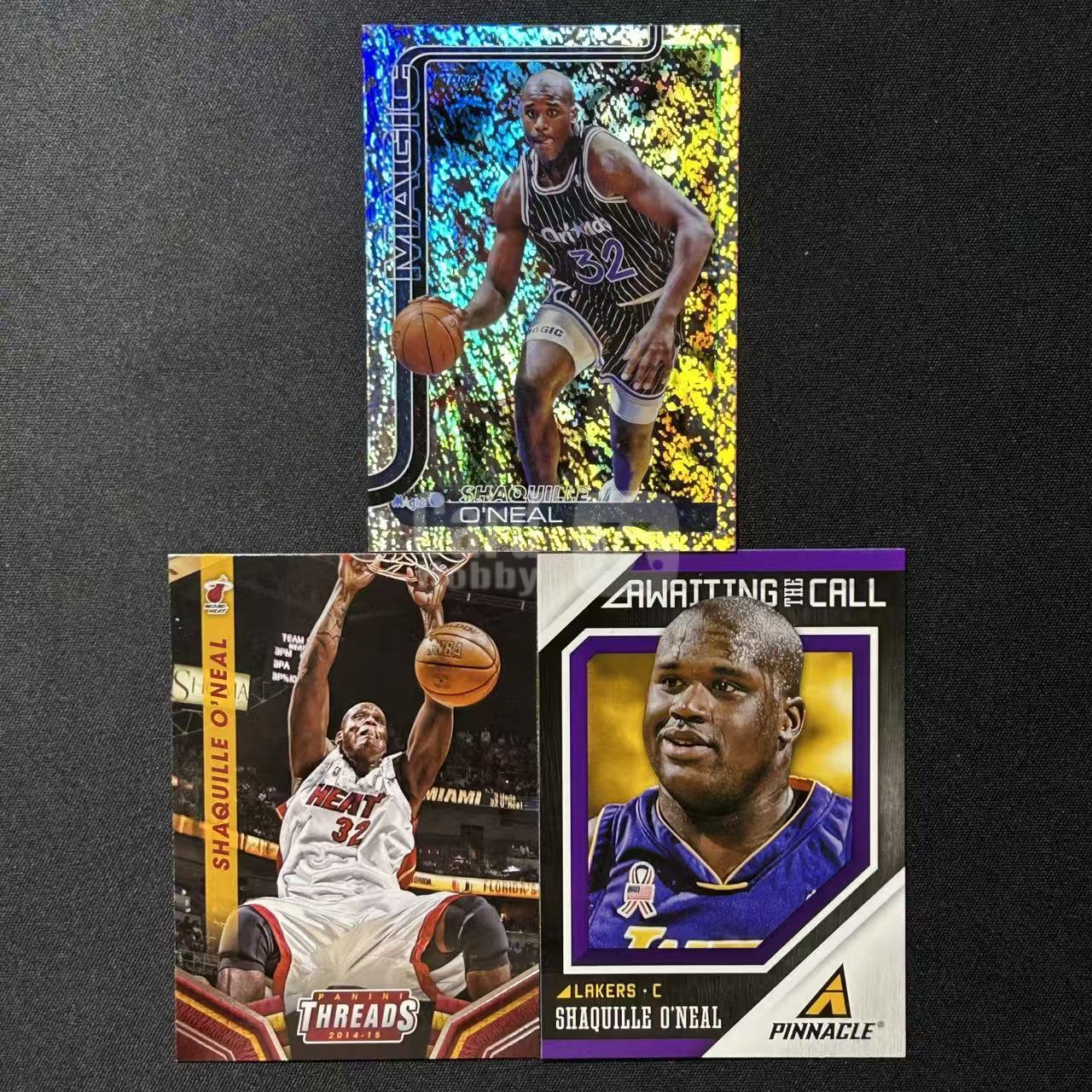 【阿泽代卖】2014-15 Panini 多系列 Shaquille O'Neal 奥尼尔 大鲨鱼 魔术 / 热火 / 湖人 碎冰折射 大头特卡 打包 Lot 选图巨帅 细节如图-野马