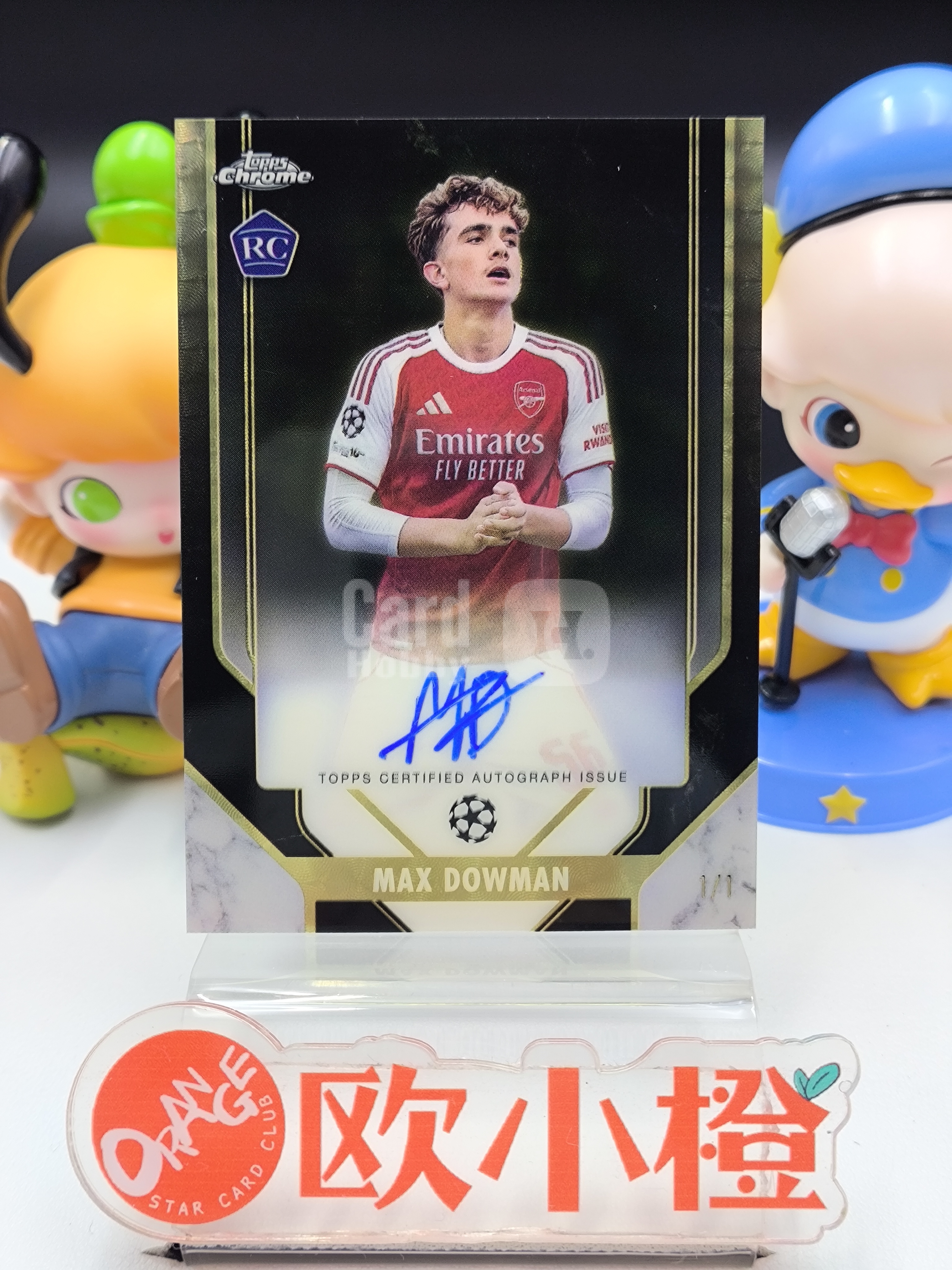 2026 【欧小橙急速拍】 Topps Chrome Max Dowman RC 欧冠 阿森纳新秀 马克斯 道曼 1/1编 爆金折 Superior 卓越签字卡签 超大比例插入 瑕疵如图杰-路YAJS
