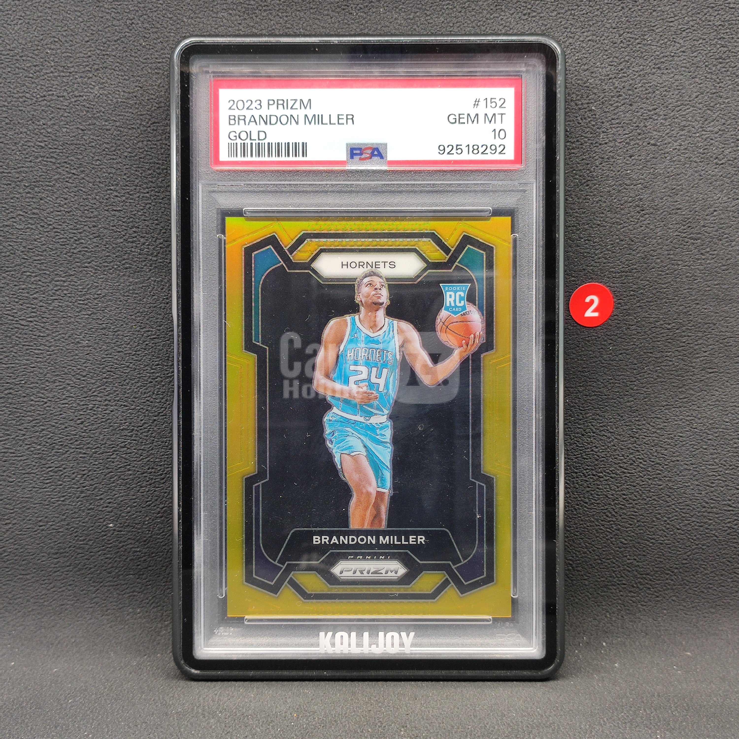 【大腿代卖精品】Brandon Miller 布兰登米勒 2023-24 Panini Prizm PZ RC新秀 Base /10编 折射 正金折 黄蜂 榜眼/PSA10分评级卡 壳瑕/14846十號总/2