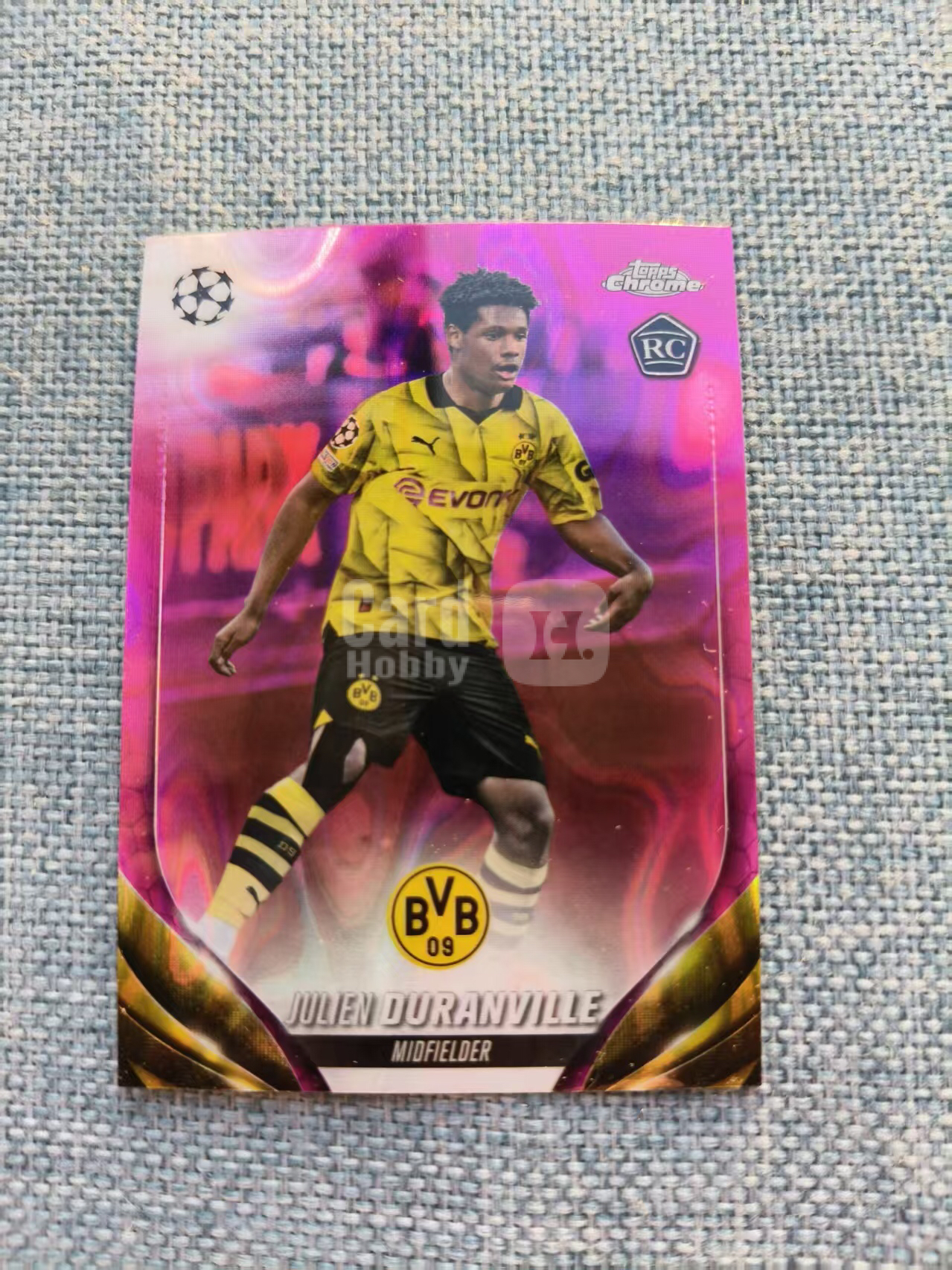 2023-24 Topps Chrome duranville RC topps chrome 欧冠 多特蒙德 迪朗维尔 新秀 粉熔岩 曲线虫 折射