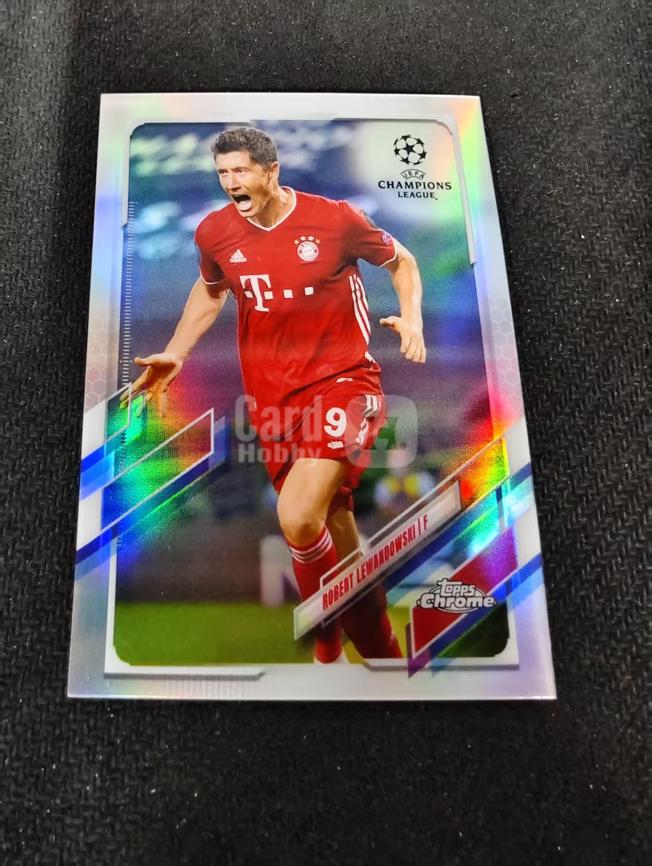 【可合并，不累计】2021 Topps Chrome Robert Lewandowski 拜仁 莱万多夫斯基 欧冠 银折 划痕 边角瑕疵 #50