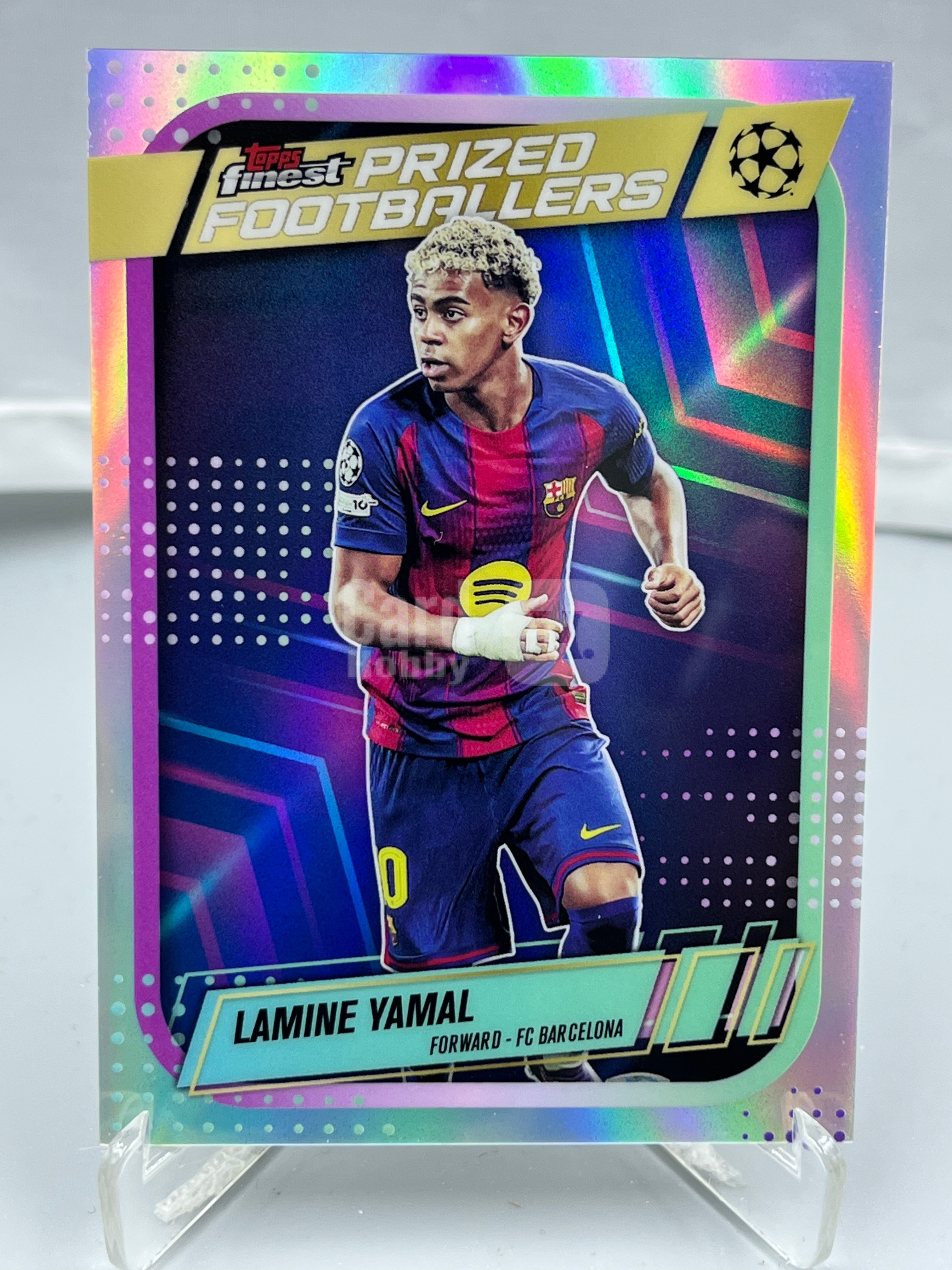 2026 Topps Finest Lamine Yamal 欧冠欧战 拉明 亚马尔 西班牙 巴萨 巴塞罗那 世界杯冠军 典范球员 特卡 银折 折射 【暴富 LK张】ta436