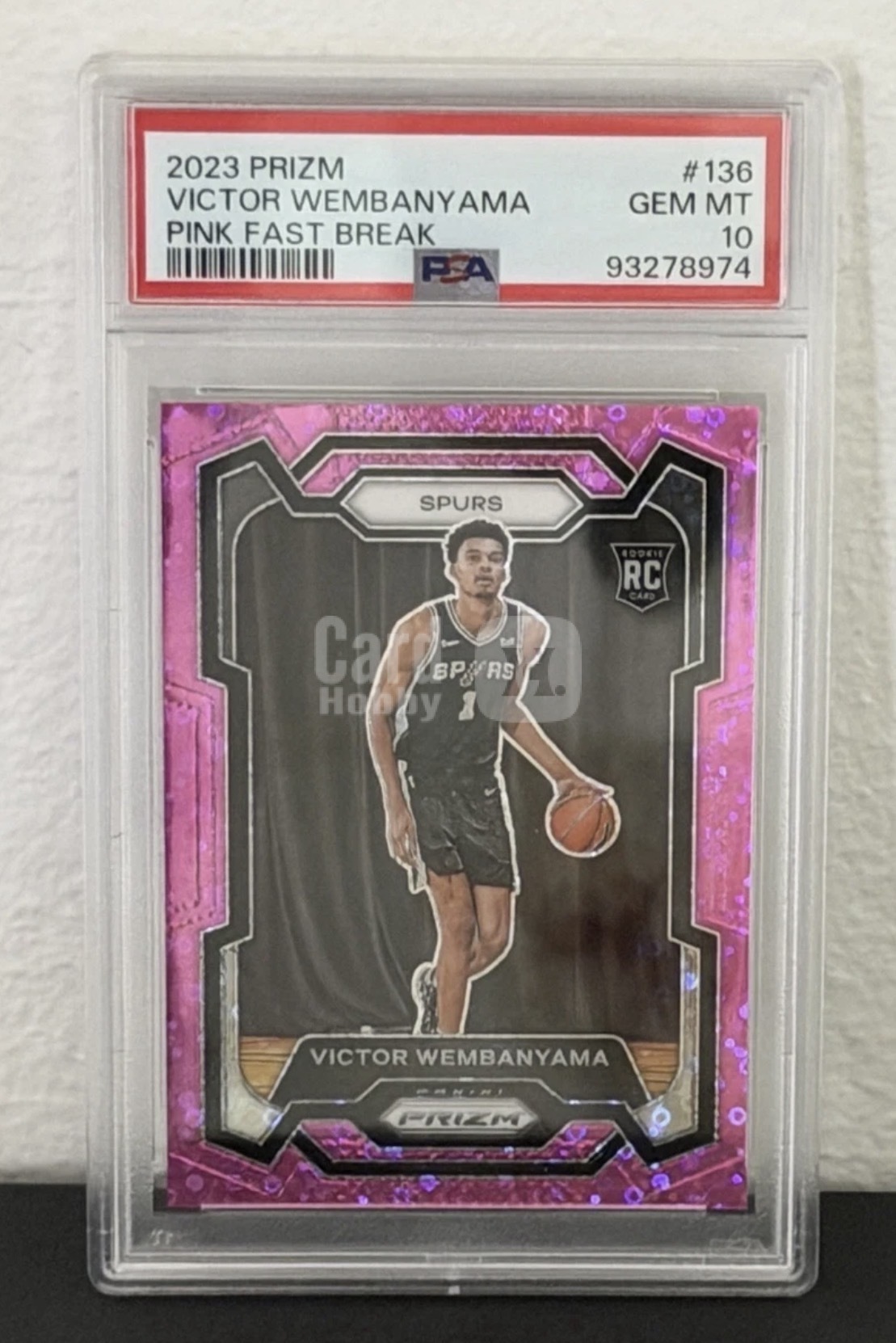 2023-24 Panini Prizm Victor Wembanyama RC #136 PSA10 选秀年 维克托 文班亚马 RC 粉泡泡折 状元 50编超低编 稀有数量