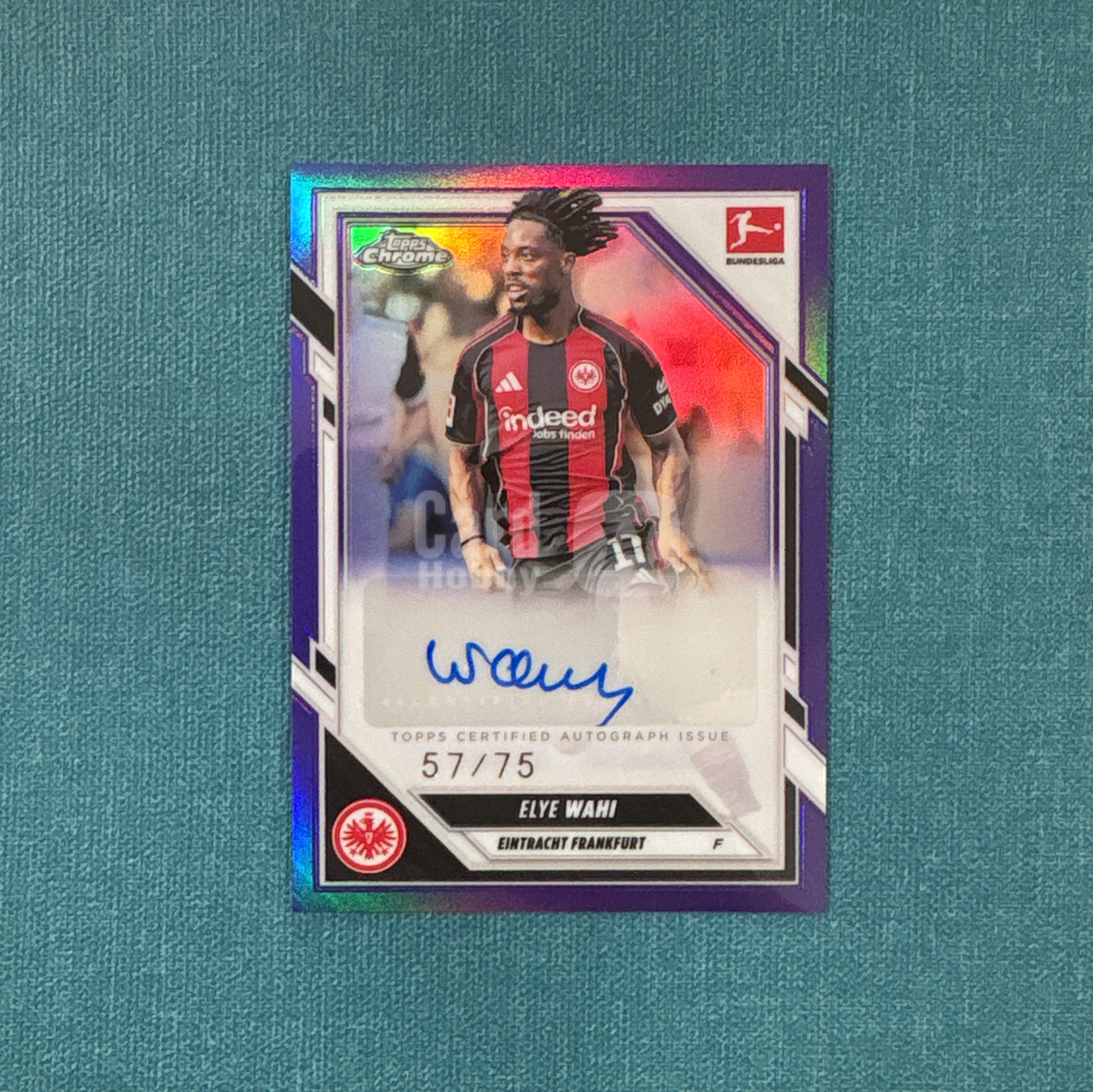 2025-26 Topps Chrome 德甲 Elye Wahi 瓦希 签字 57/75编 紫折 法兰克福 卡品如图 TPJ