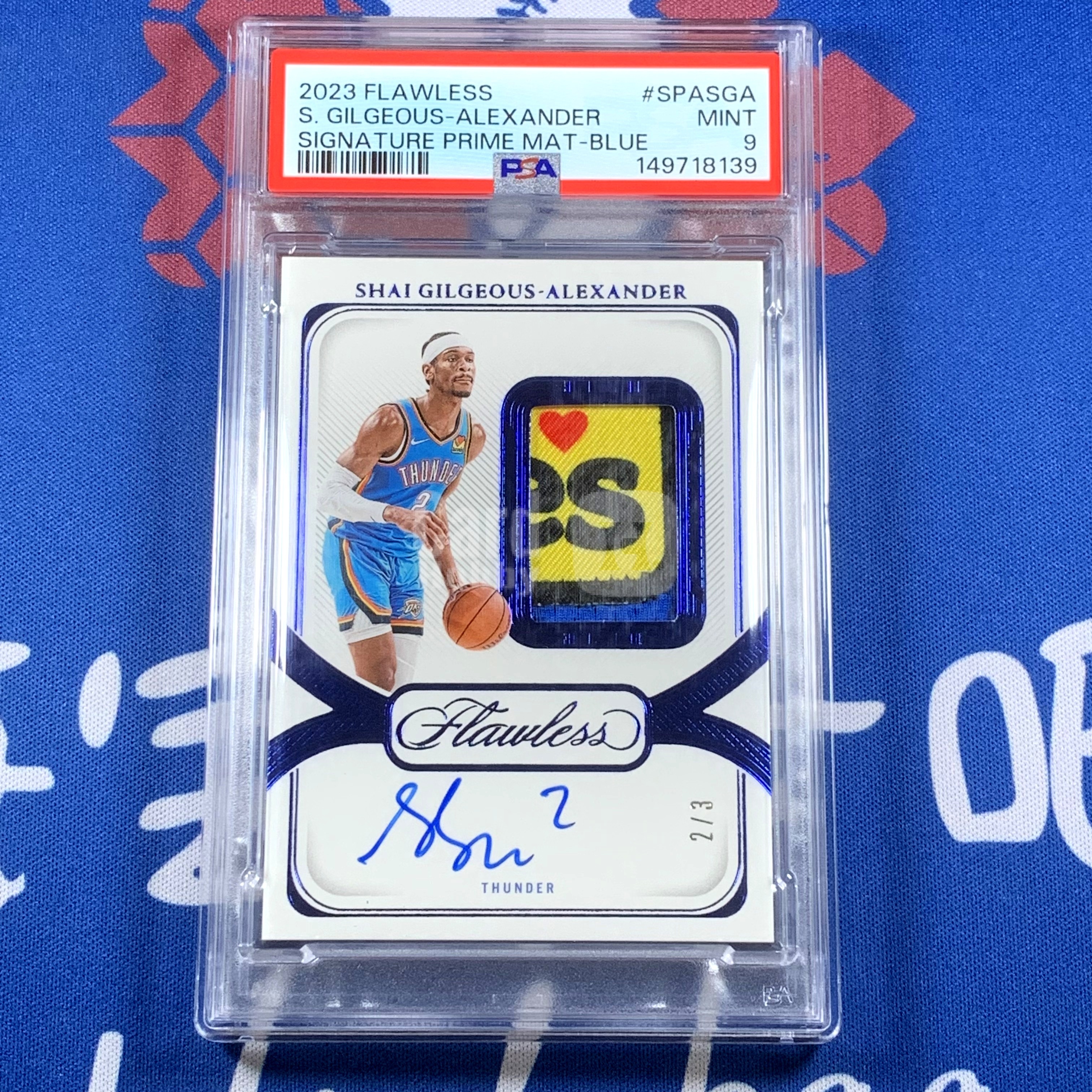 2023 Panini Flawless Shai Gilgeous-Alexander 【海宝】手提 雷霆 SGA 亚历山大 2/3编 同背1/1 赞助商logo暴力PA签字卡 卡签 PSA9【K】