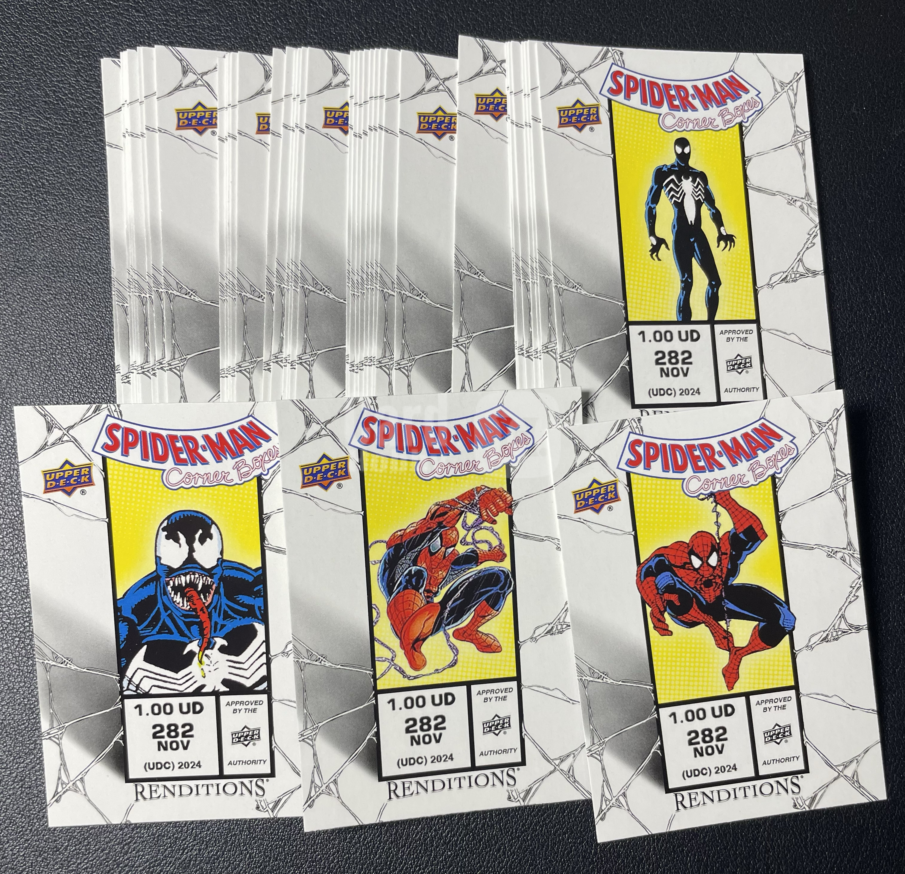 2025 Upper Deck Marvel (MCU) spider-man蜘蛛侠 蜘蛛侠 毒液 彼得帕克 复古漫画角标特卡打包 2024 UD 漫威漫画宇宙蜘蛛侠演绎Renditions