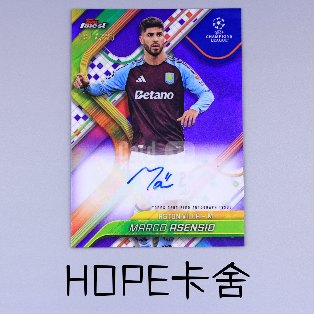 2024 Topps Finest Marco Asensio 皇马太子 王储 阿森西奥 299编 正紫折 签字 墨迹完美【HOPE代卖(4.5%含卡淘)】