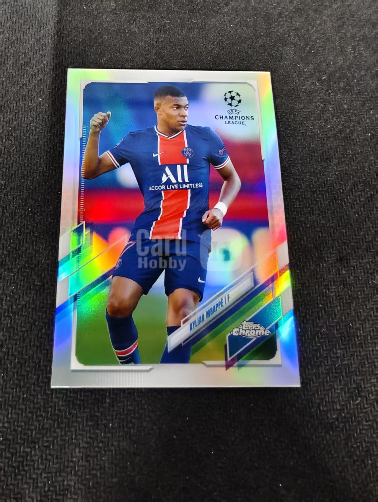 【可合并,不累计】 2021 Topps Chrome Kylian Mbappe 欧冠 巴黎圣日耳曼 姆巴佩 银折 划痕 边角瑕疵 #95