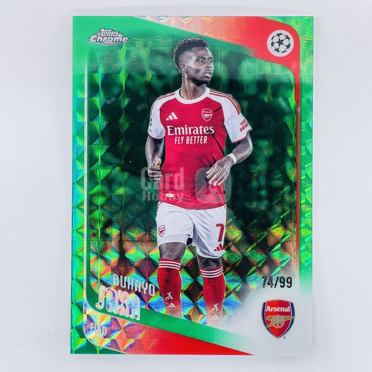 2025-26 Topps Chrome UCC Bukayo Saka 欧冠TC 英格兰 阿森纳 布卡约 萨卡 太子爷 /99编 绿几何折 世界杯帽子戏法 Jeff# N