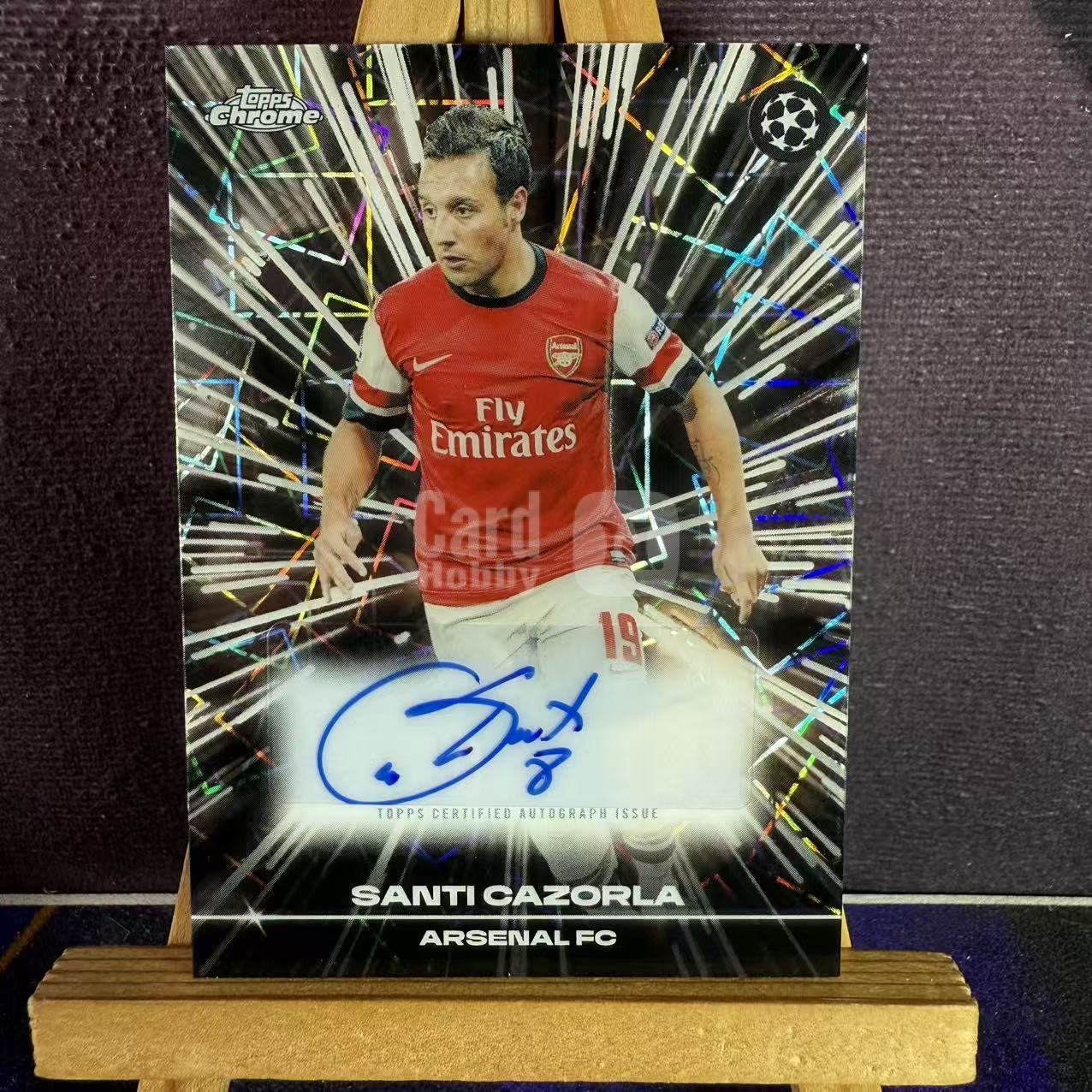 2026 Topps Chrome Santi Cazorla 欧冠 阿森纳 西班牙 卡索拉 黑镭射折 签名签字 完美墨迹 微瑕划痕【拾艺代卖】SY06270