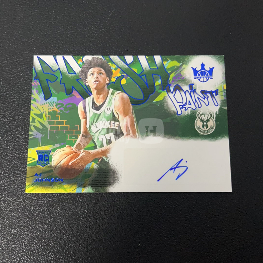 2024-25 Panini Court Kings AJ Johnson RC 【小V代拍】AJ 约翰逊 雄鹿队 11/25编 笔刷签 蓝折 新秀 签字 卡品如图【L77】v